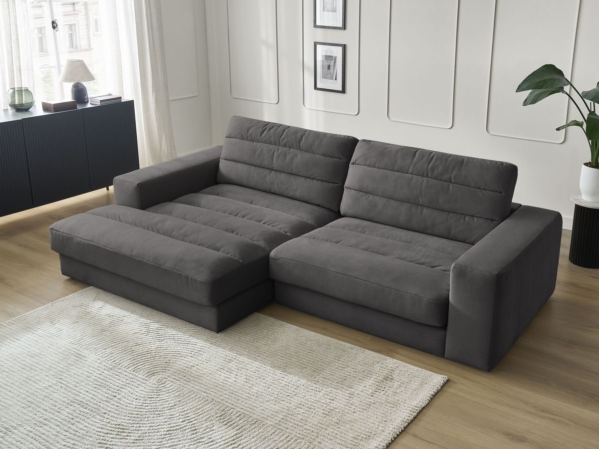 Bobochic Sierra Ecksofa Samt Schwarz Ecke links