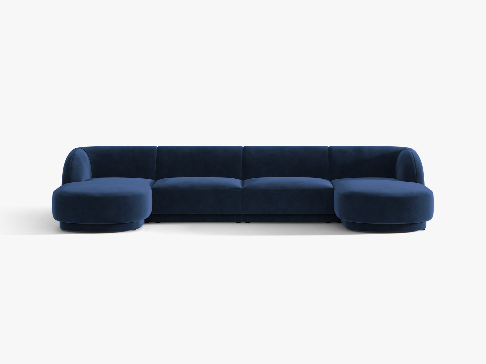 Micadoni Panorama-Sofa Miley 5-Sitzer Samt Bluvel Königsblau