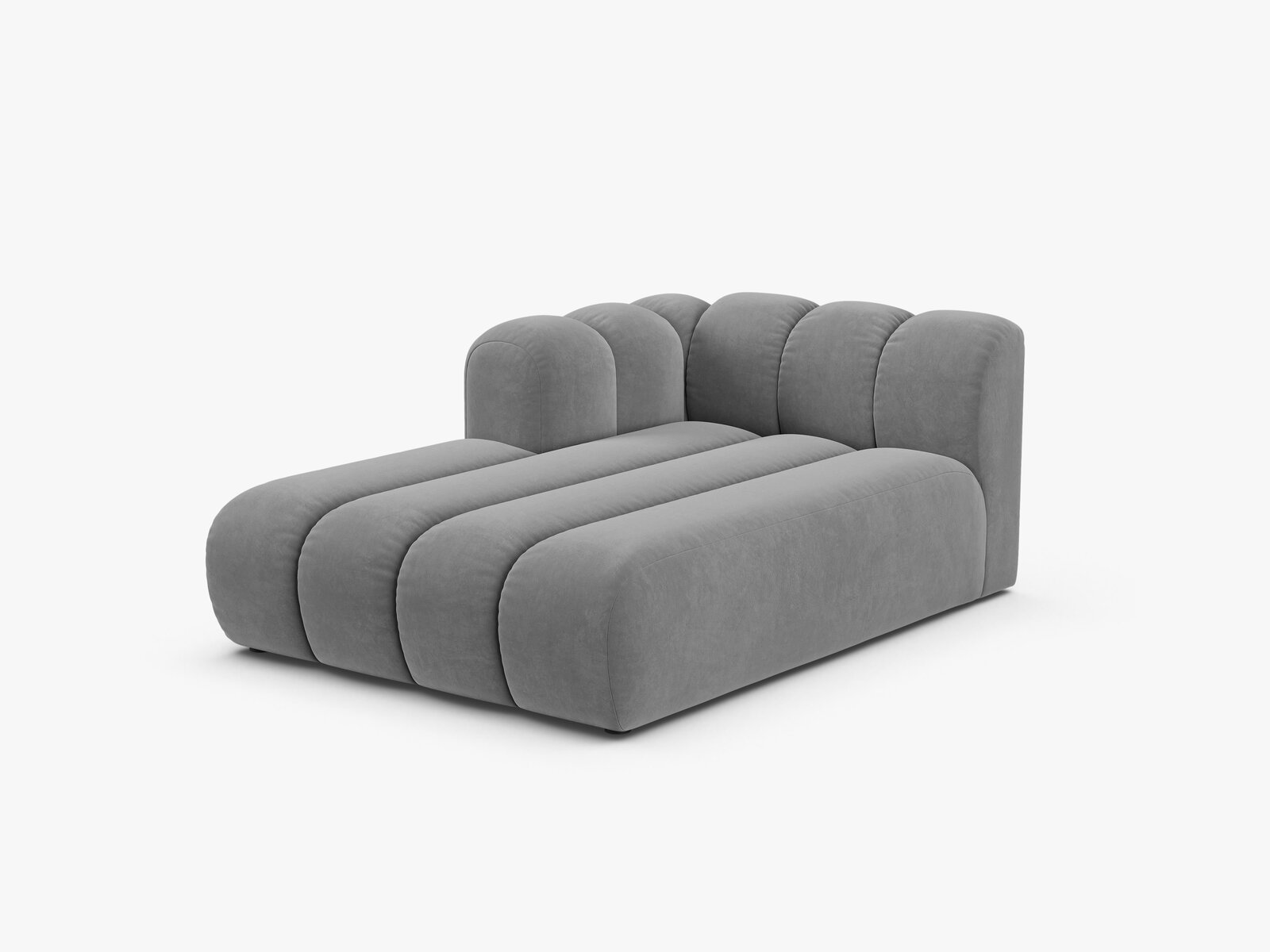 Micadoni Recamiere Lupine 2-Sitzer Samt Venus Hellgrau Links