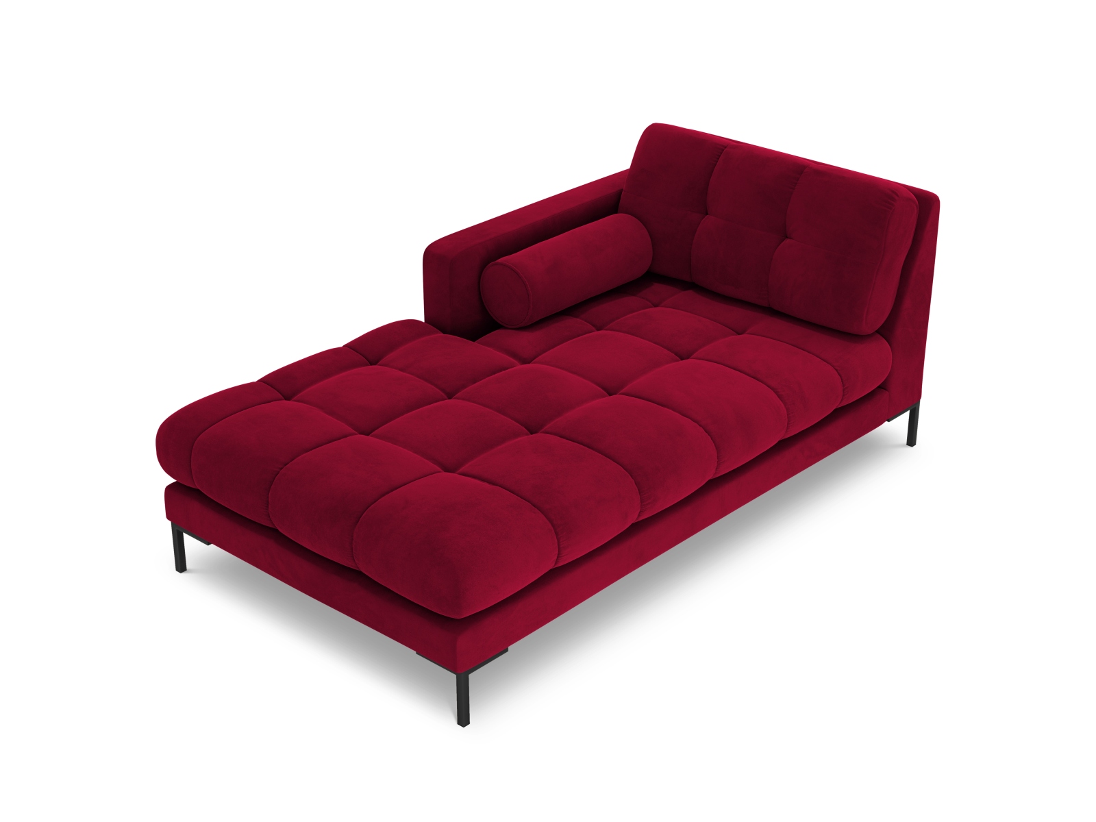 Cosmopolitan Design Chaiselongue Bali Samt Bluvel Rot Links Beine Schwarzes Metall