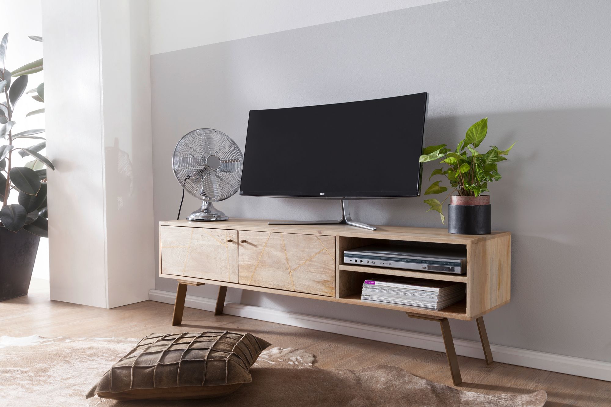 Lowboard Dale Mango Massivholz 145 × 35 × 47 cm