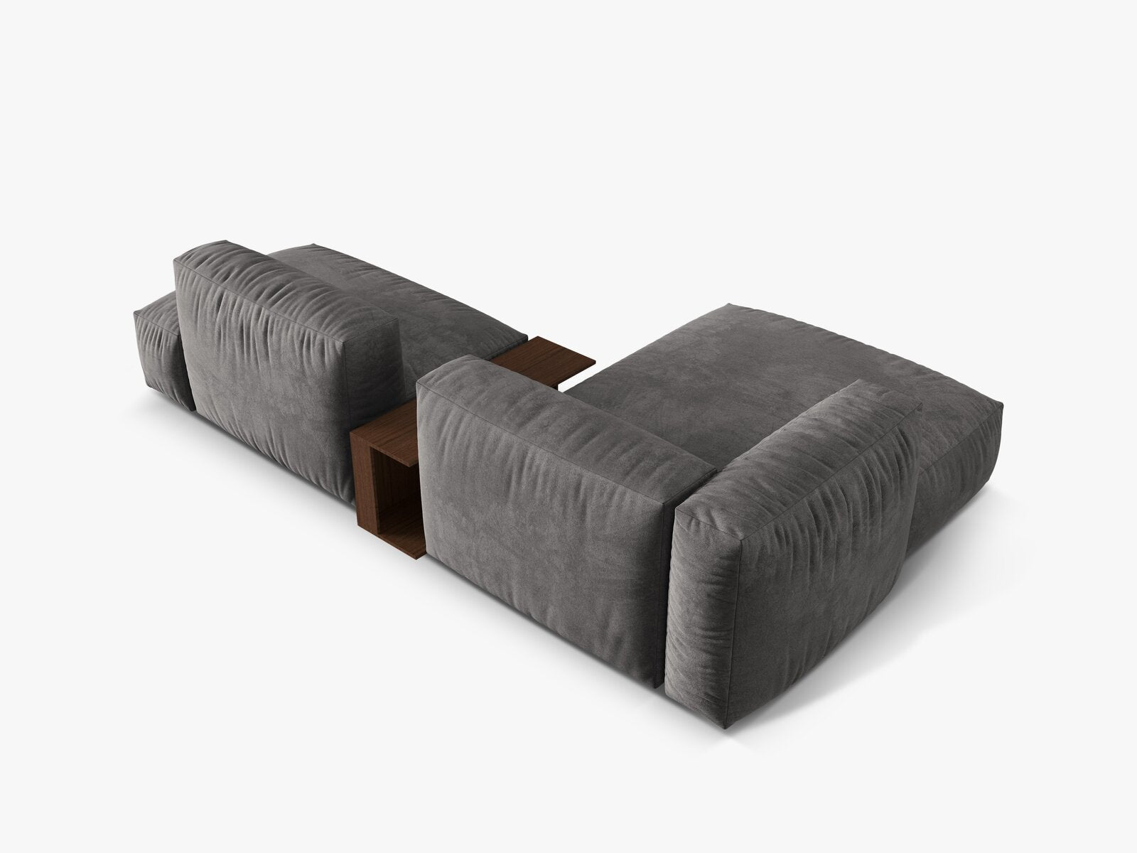 Micadoni Ecksofa Martina 2-Sitzer mit Couchtisch Links Samt Grau