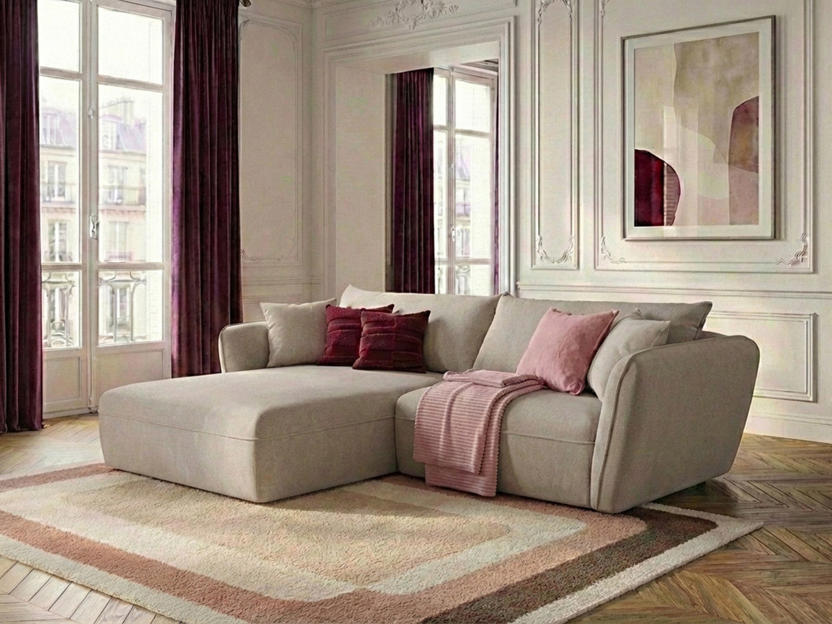 Bobochic Luigi Ecksofa Strukturstoff Beige Ecke links