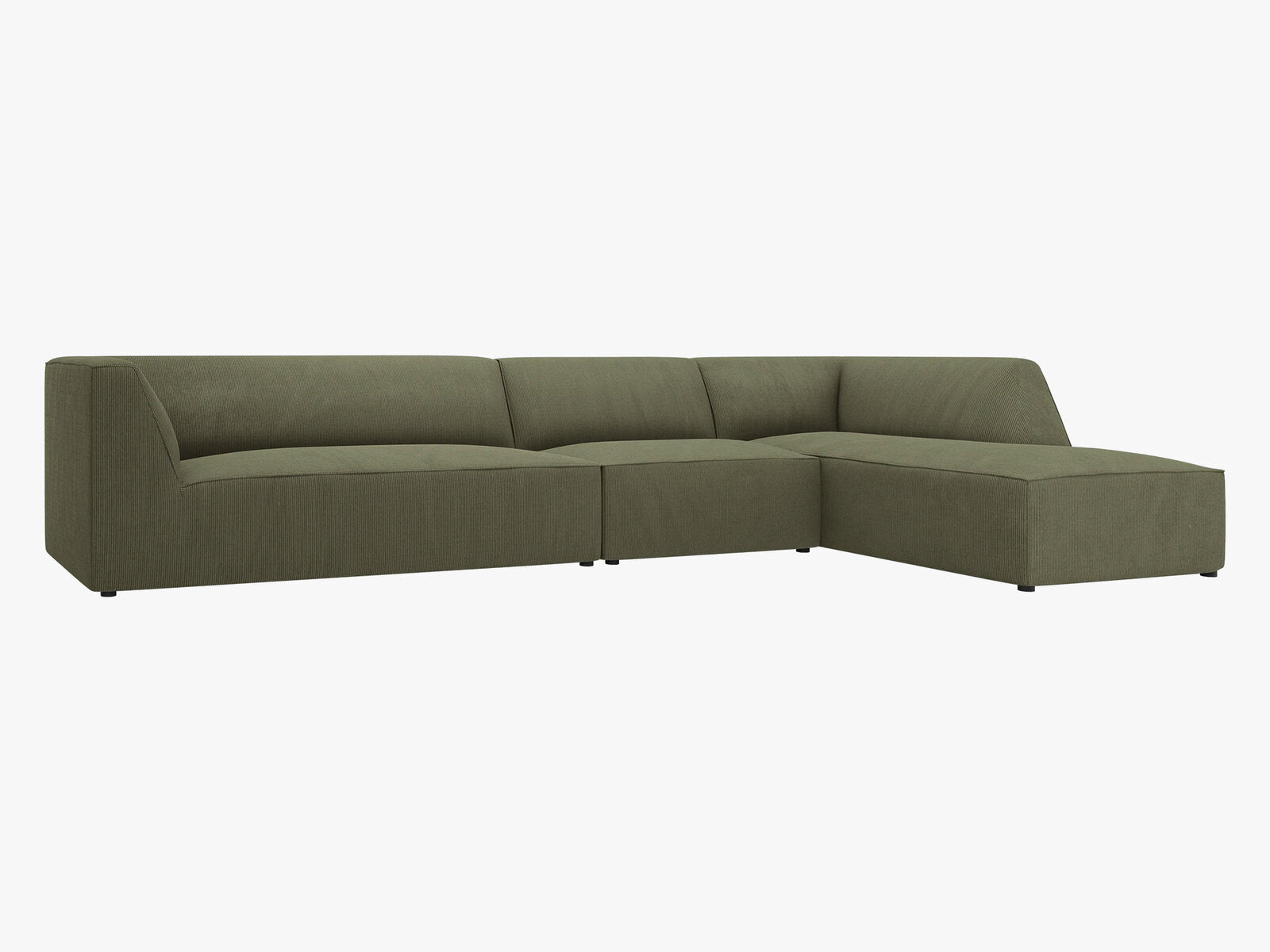 Micadoni Ecksofa Ruby 5-Sitzer Rechts Kord Scala Grün