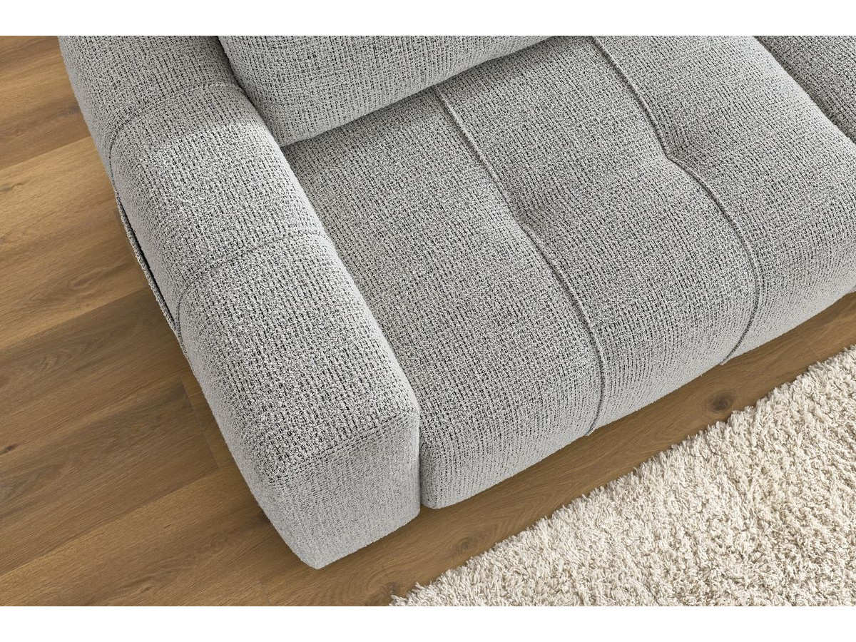 Bobochic Arsene Schlafsofa 3-Sitzer mit Bettkasten Melange-Stoff Hellgrau