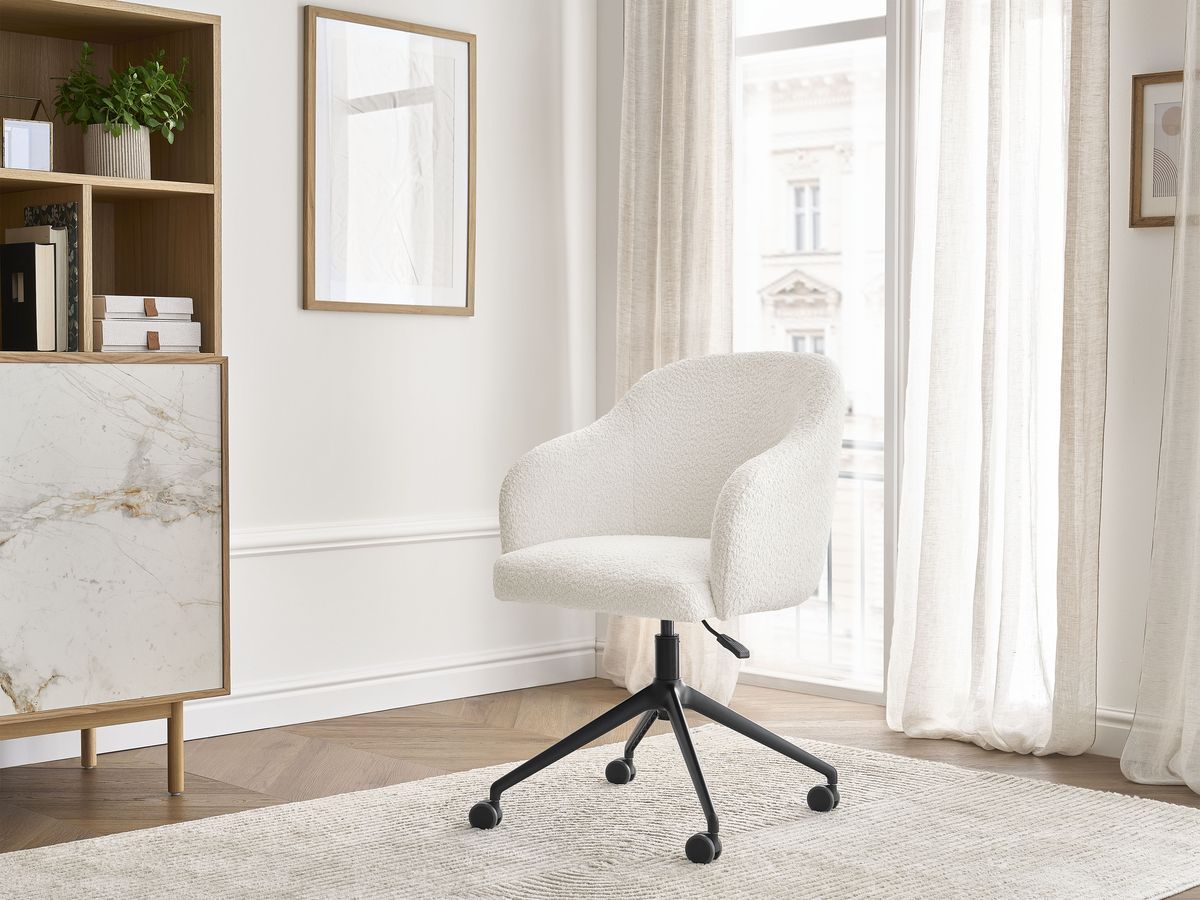 Bobochic Sophie Bürostuhl Bouclé-Stoff Weiß