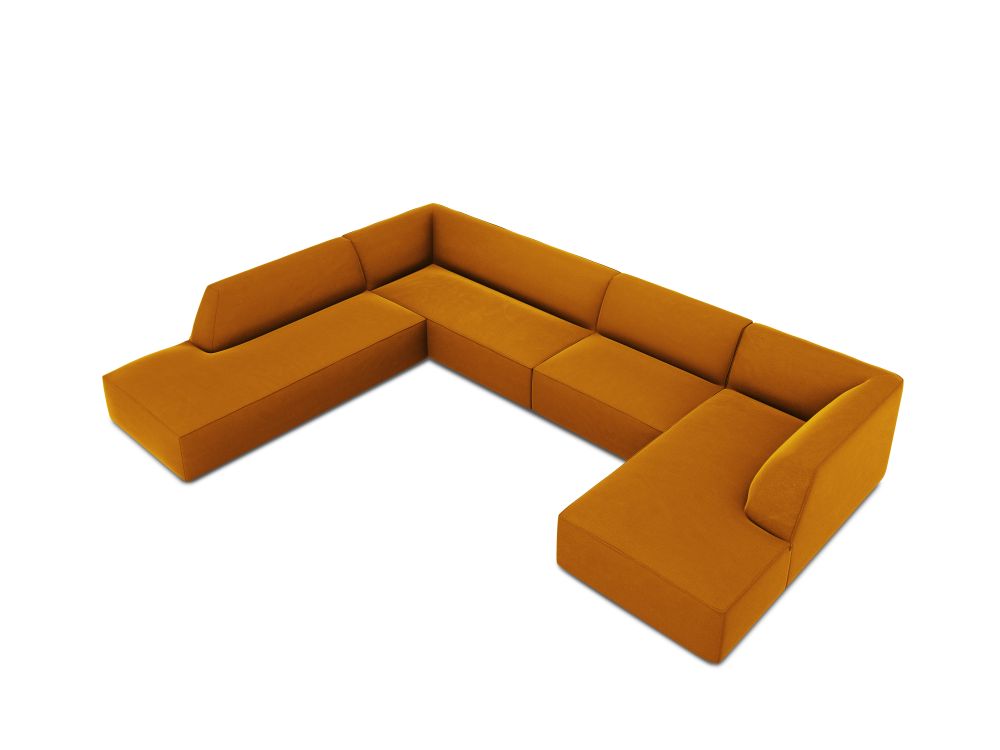 Cosmopolitan Design Panoramasofa Siena 7-Sitzer Samt Salvador Gelb Links