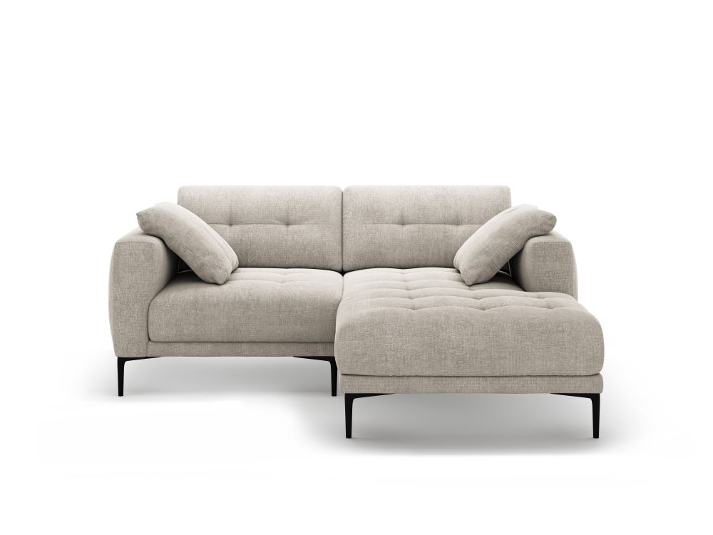 Cosmopolitan Design Ecksofa Lazio 2-Sitzer Strukturierter Stoff Sorella Beige Rechts