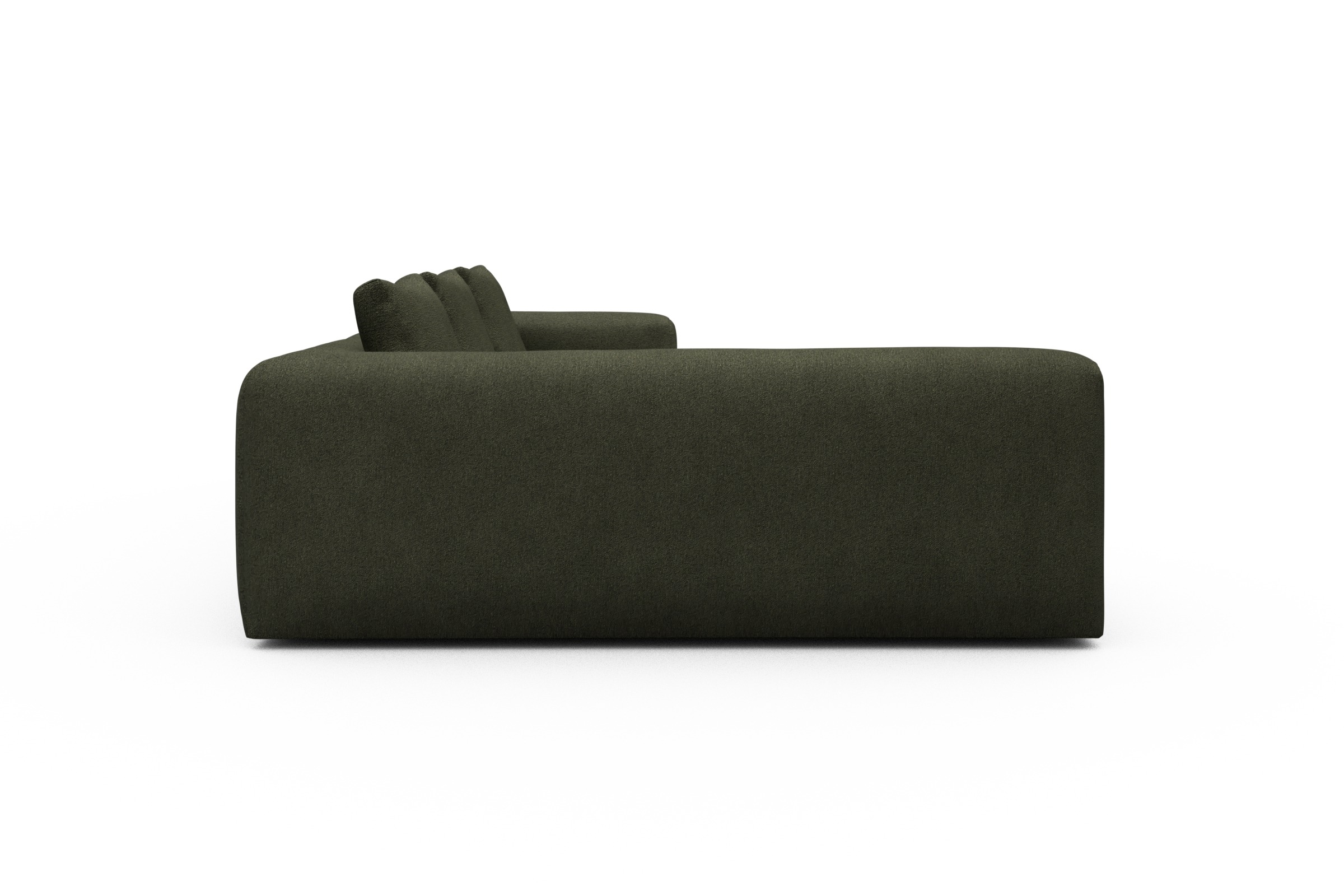 Ecksofa Fred 2x 2,5-Sitzer links offen Boucle-Forest-Green
