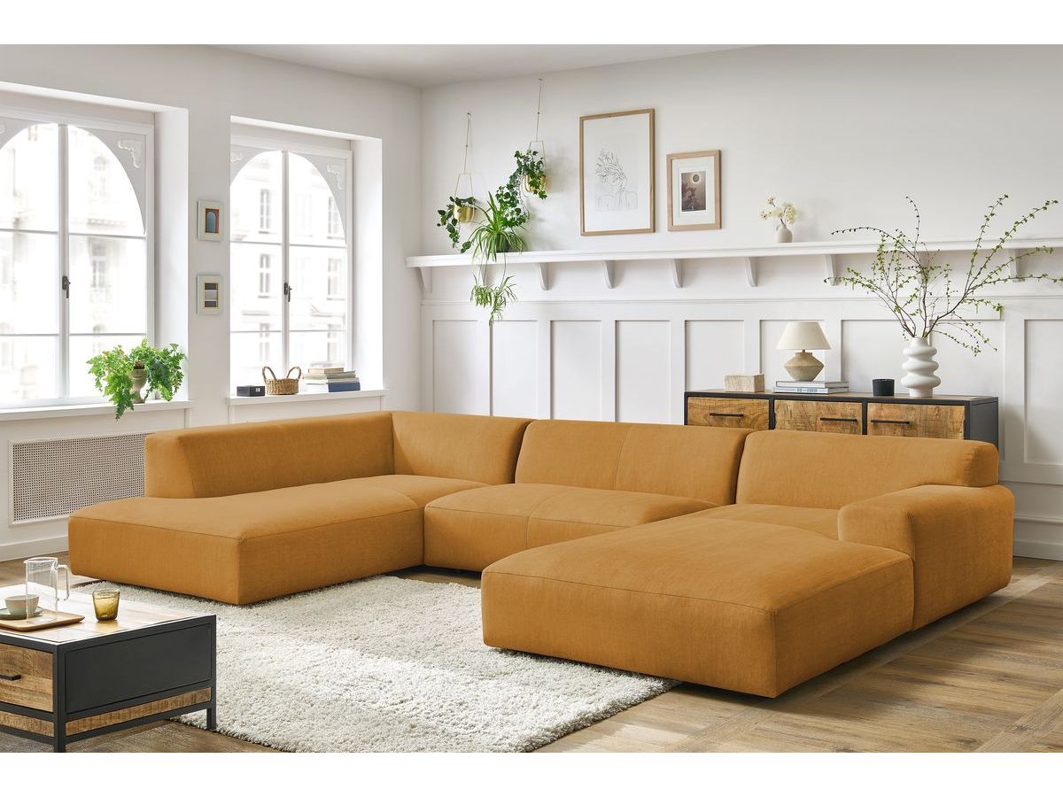 Bobochic Lavena Wohnlandschaft 359 × 220 cm Samt Gelb Ecke rechts