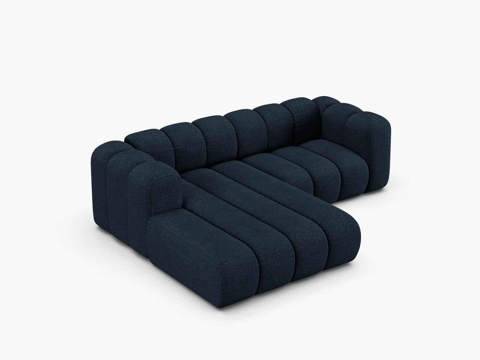 Micadoni Modulares Ecksofa Lupine 3-Sitzer Links Boucle Baloo Dunkelblau