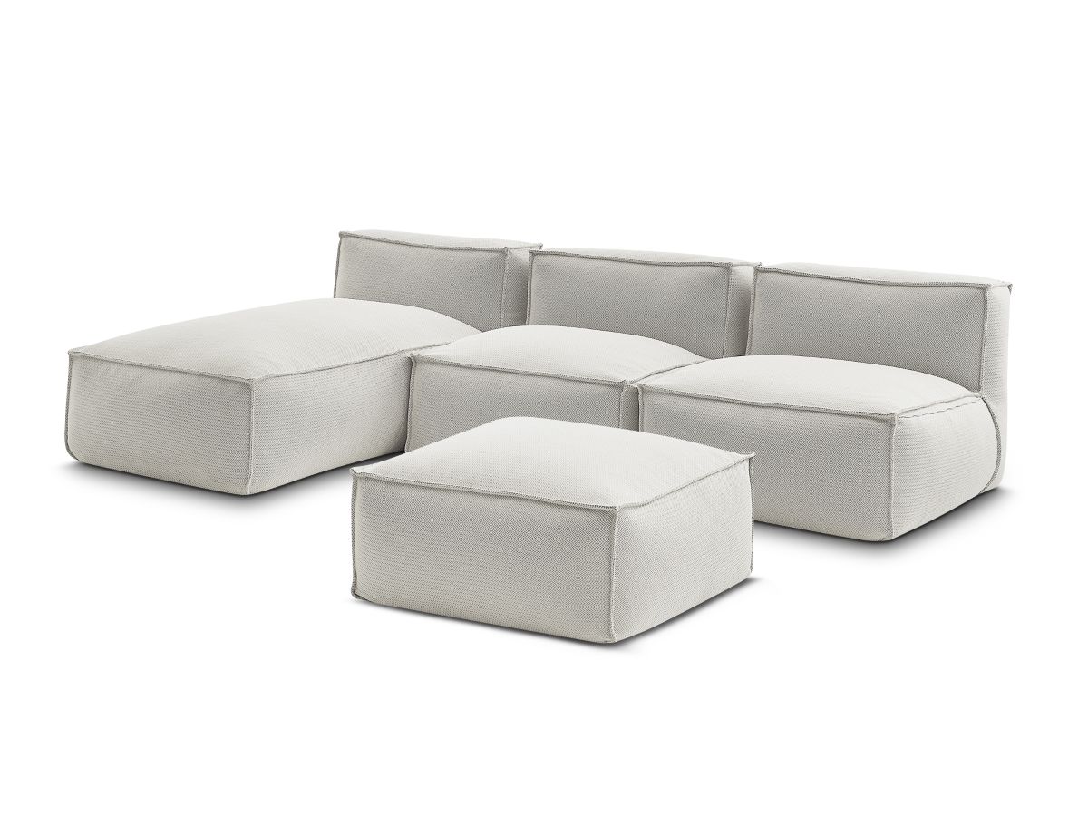 Bobochic Biarritz Gartensofa 4-Sitzer mit Pouf 252 × 168 cm Melange-Stoff Beige