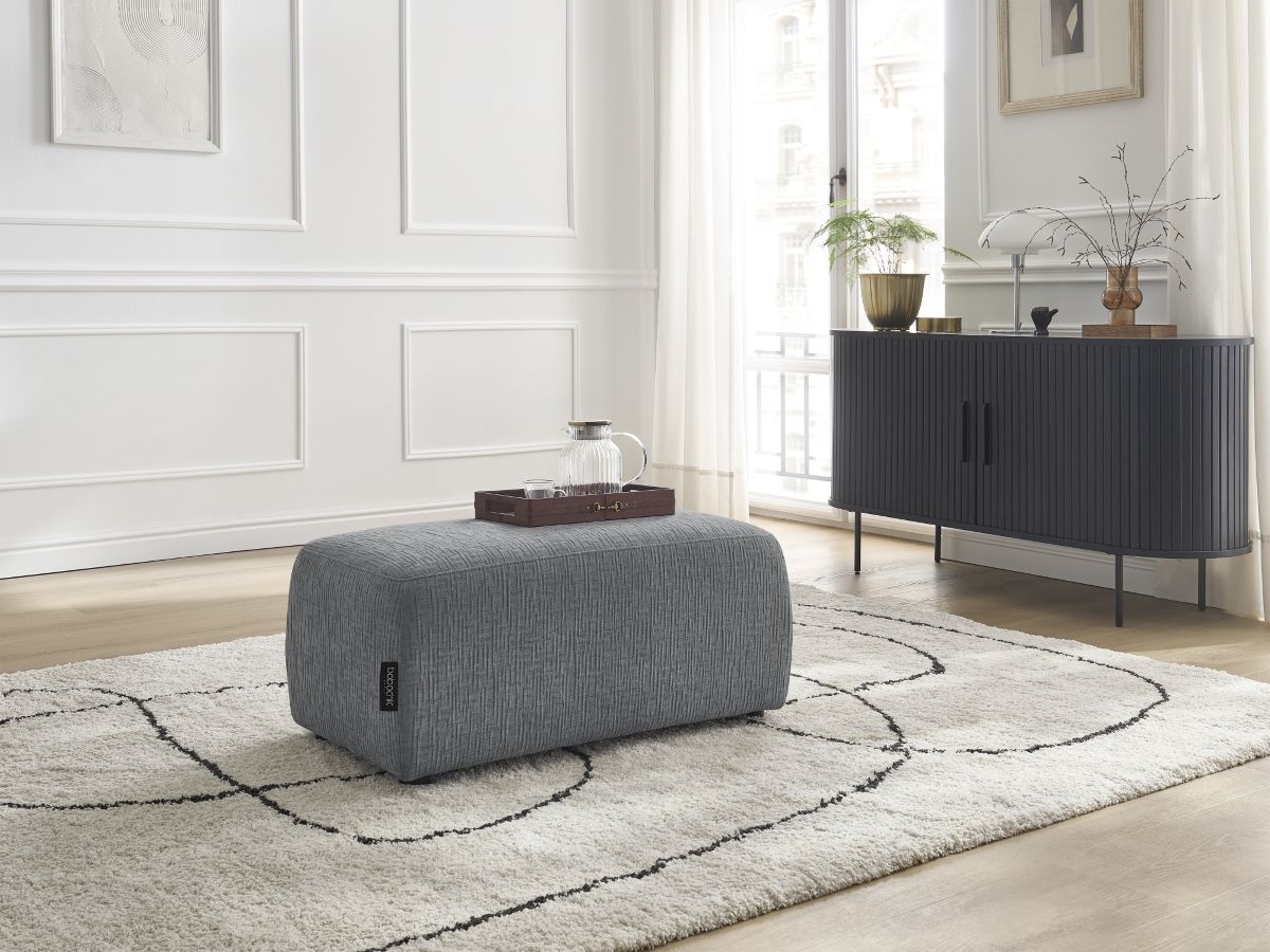 Bobochic Atilla Pouf Strukturstoff Dunkelgrau