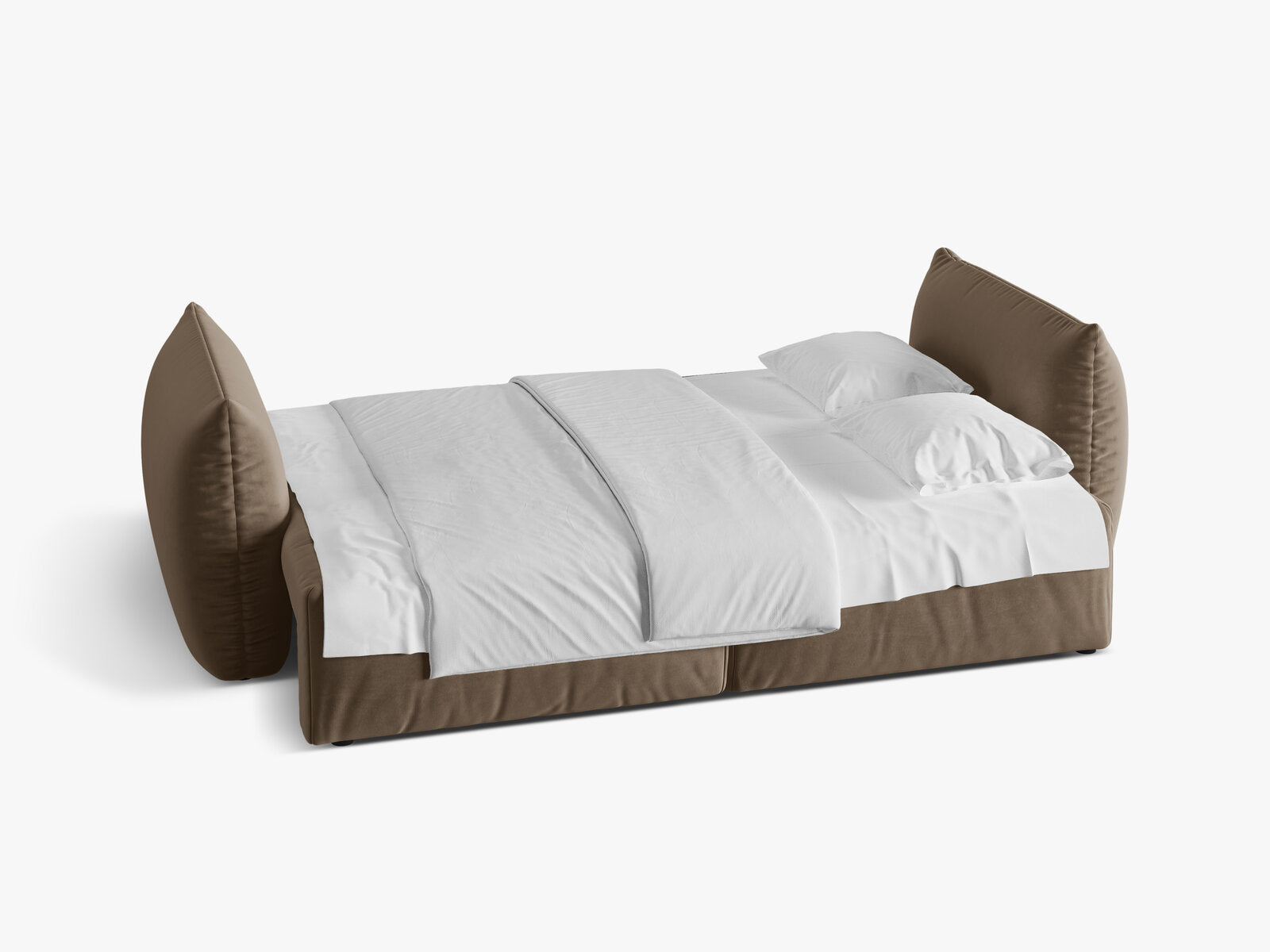 Micadoni Bloom Schlafsofa 3-Sitzer mit Bettkasten Samt Casino Hellbraun