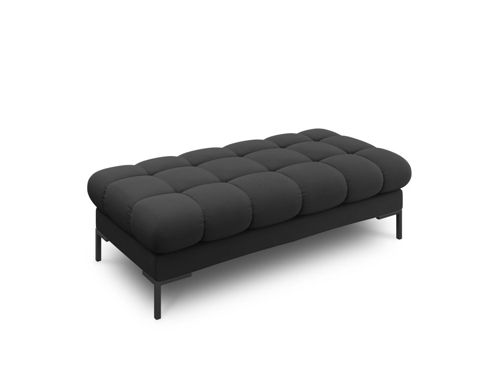 Cosmopolitan Design Polsterbank Bali 2-Sitzer Strukturierter Stoff Neve Dunkelgrau Beine Schwarzes Metall