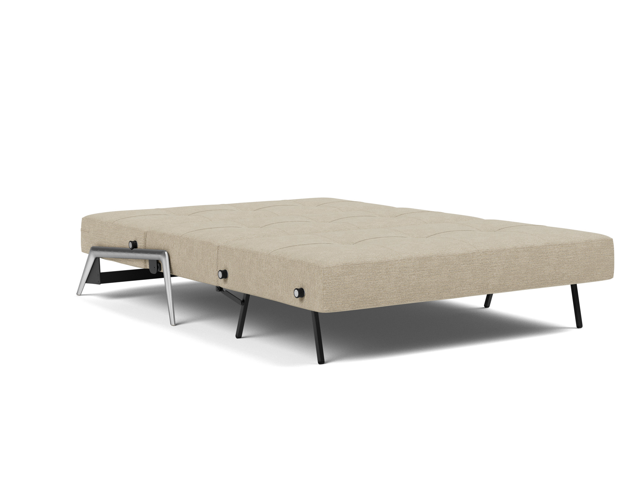 Schlafsofa Cubed 140 Strukturierter Stoff Taura 356-Sand Beine Aluminium