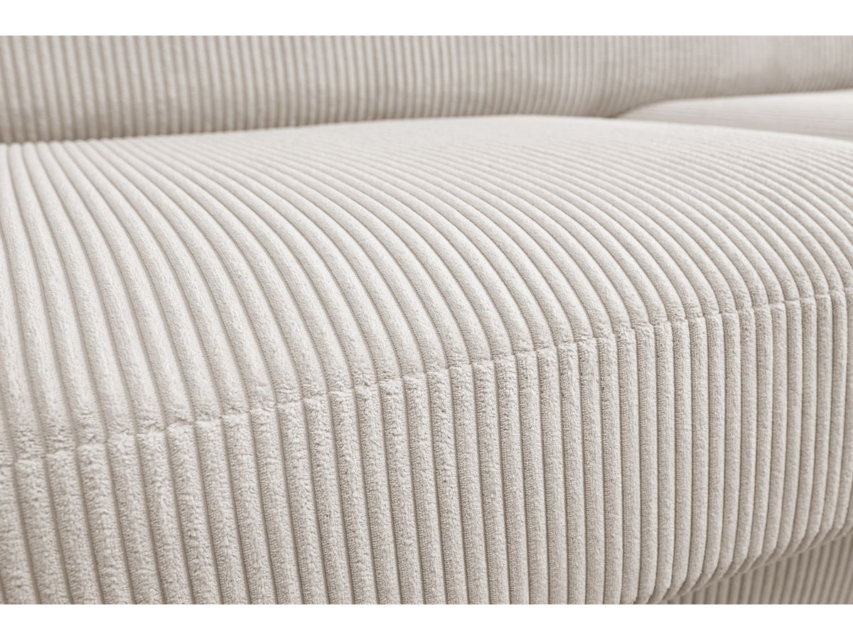 Bobochic Monaco Ecksofa mit Schlaffunktion und Bettkasten Cordsamt Beige, Liegefläche 140 × 190 cm