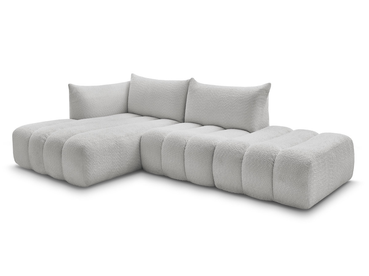 Bobochic Azra Ecksofa 319 × 178 cm Bouclé-Stoff Hellgrau Ecke links