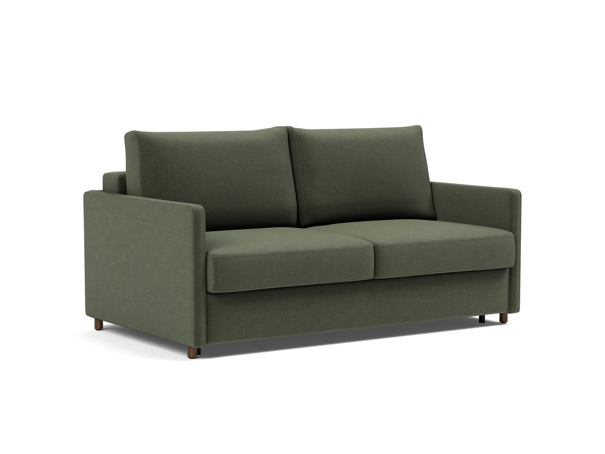 Schlafsofa Neah mit Slim-Armlehnen 160 Chenille Esina 413-Olive-Green