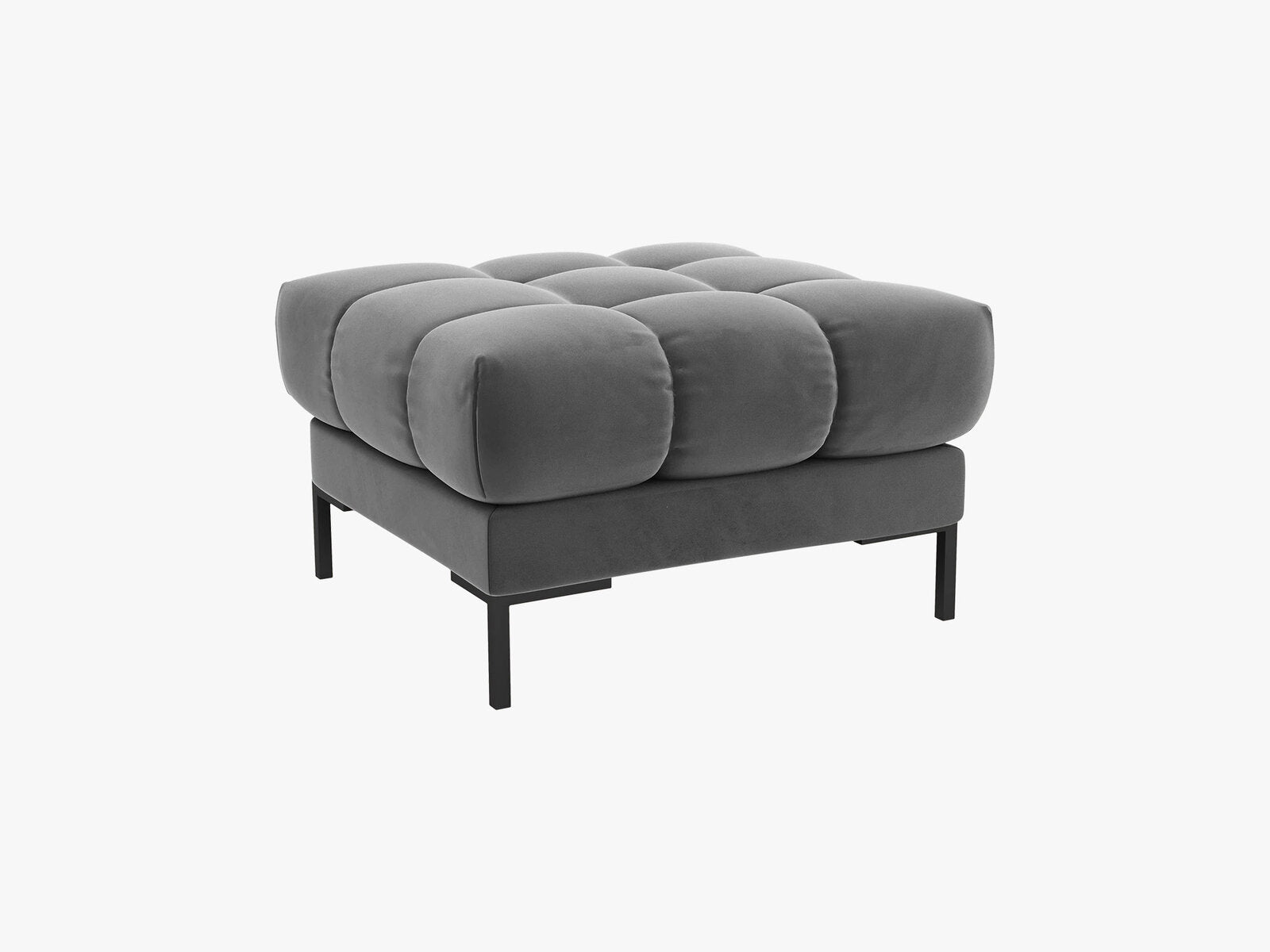 Micadoni Hocker Mamaia 1-Sitzer Samt Bluvel Hellgrau schwarze Beine