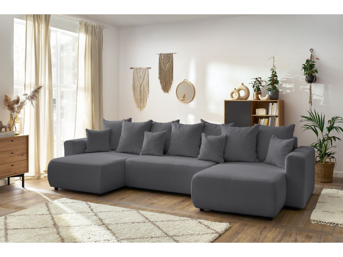 Bobochic Envy Wohnlandschaft Bouclé-Stoff Dunkelgrau