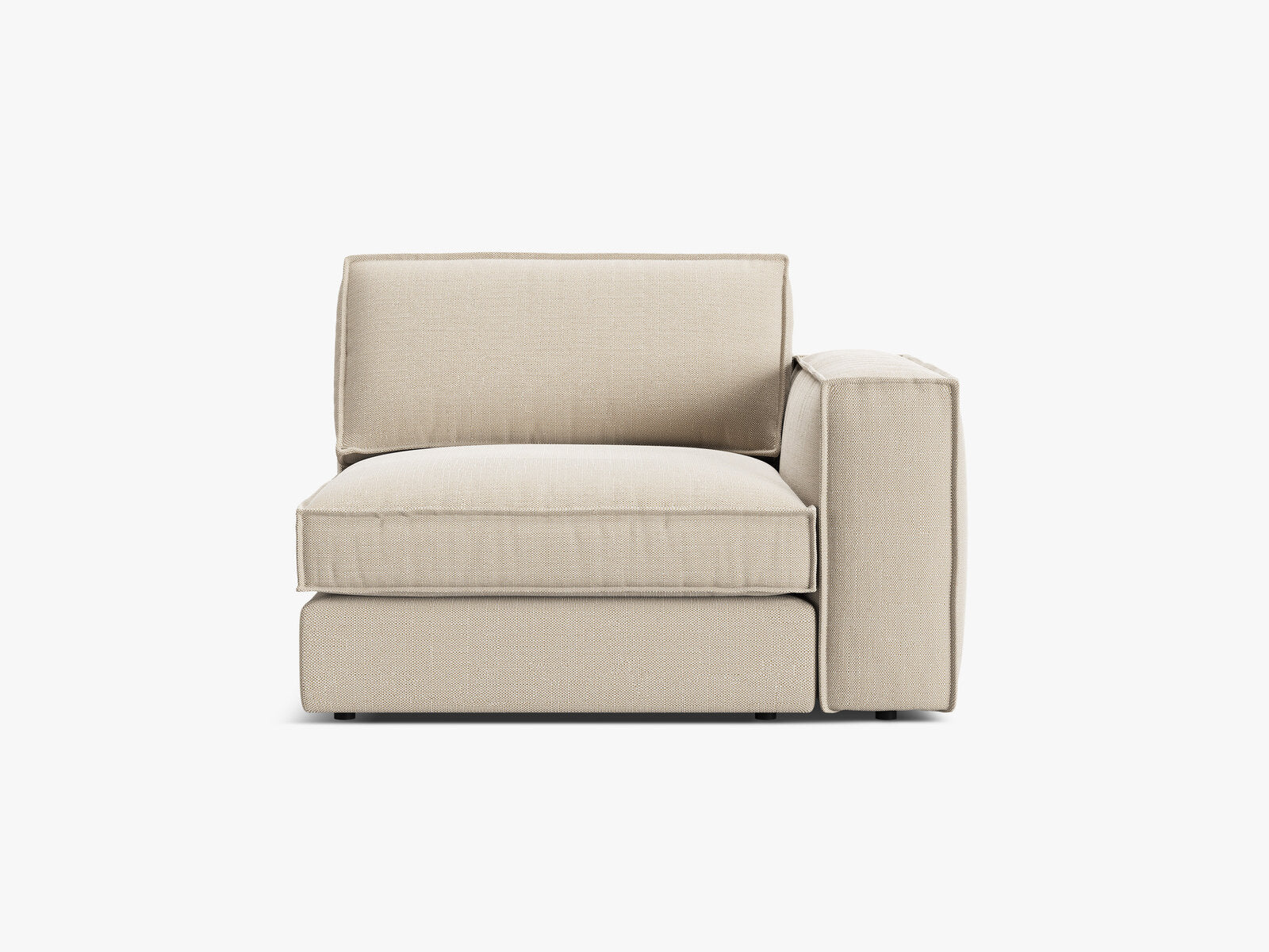 Micadoni Eckmodul mit Armlehne Pola große Version Rechts Strukturierter Stoff Babel Beige