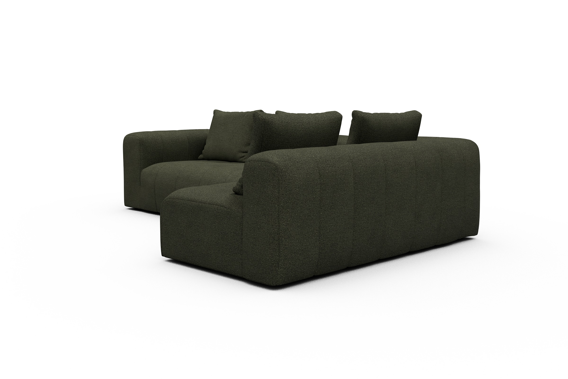 Ecksofa Hugo 2x 2,5-Sitzer Armlehne links Boucle-Forest-Green