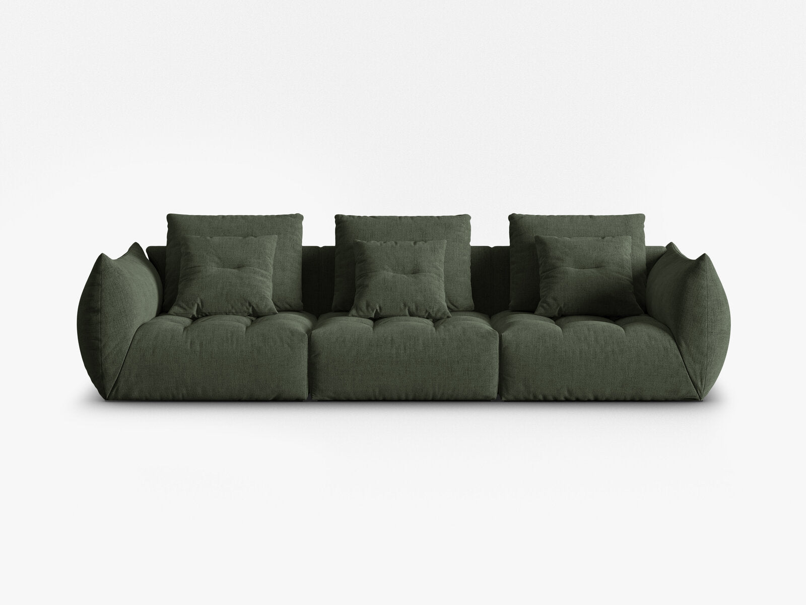 Micadoni Sofa Bloom 4-Sitzer Strukturierter Stoff Wind Moßgrün