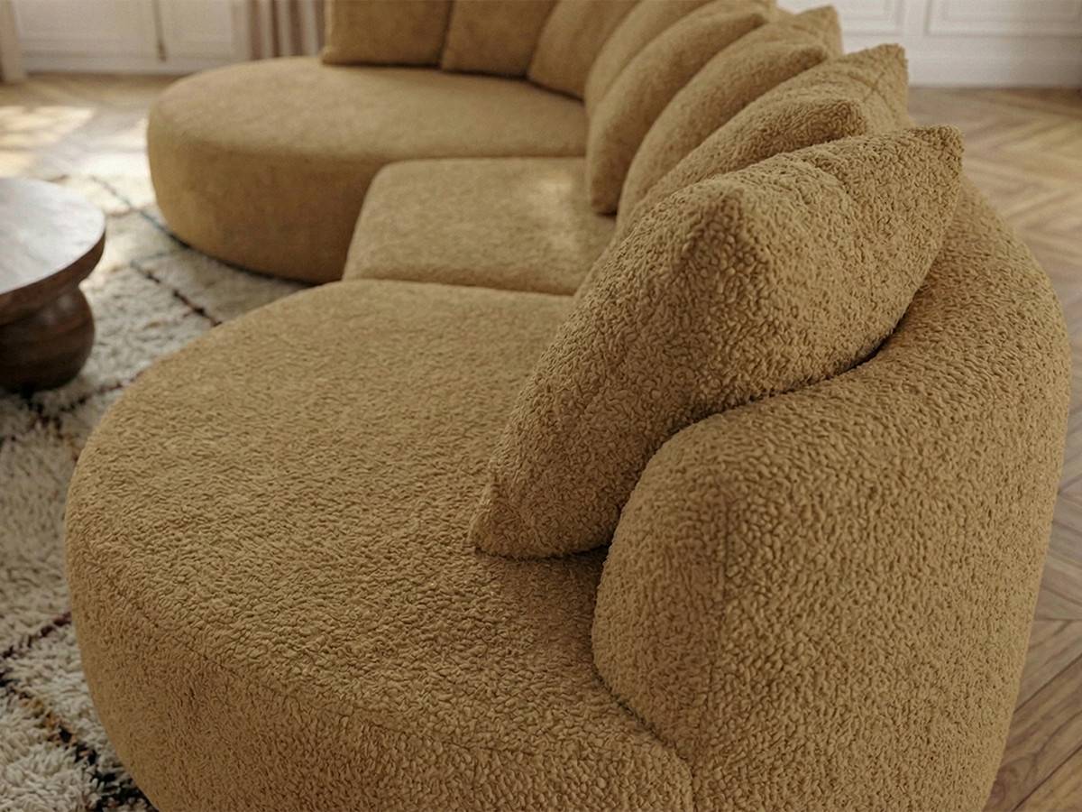 Bobochic Calypso Ecksofa Bouclé-Stoff Ockergelb Ecke links