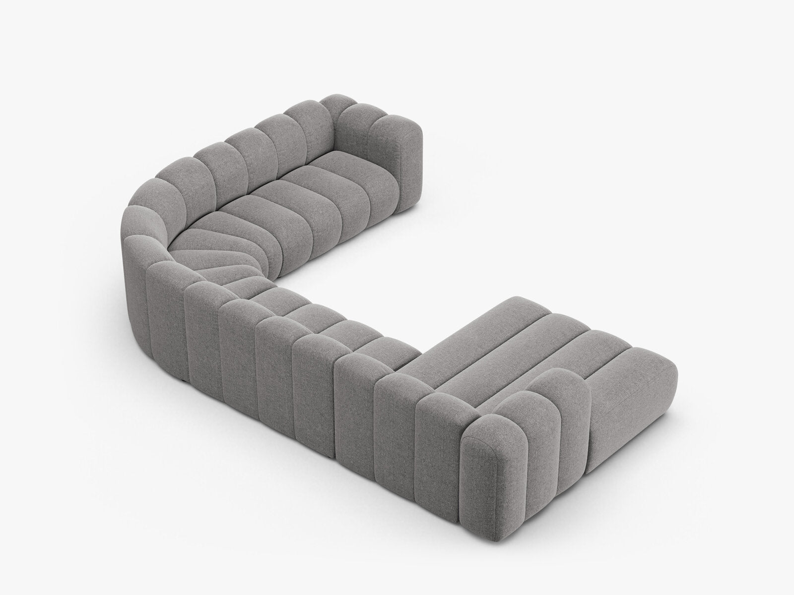 Micadoni Modulares Panorama Ecksofa Lupine 6-Sitzer Rechts Chenille Eden Hellgrau