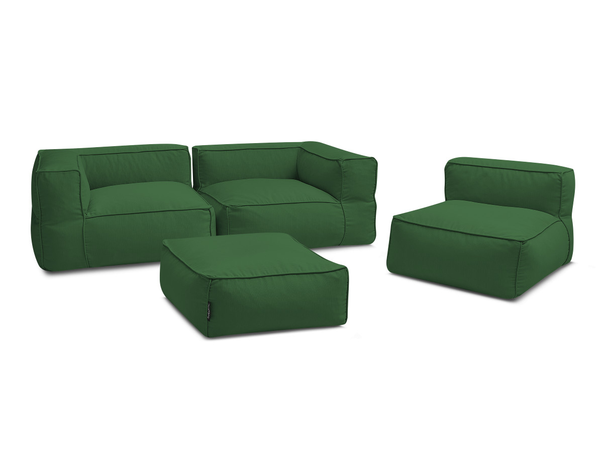 Bobochic Giulia Gartensofa 4-Sitzer mit Pouf, 2 Eckmodule Stoff Grün