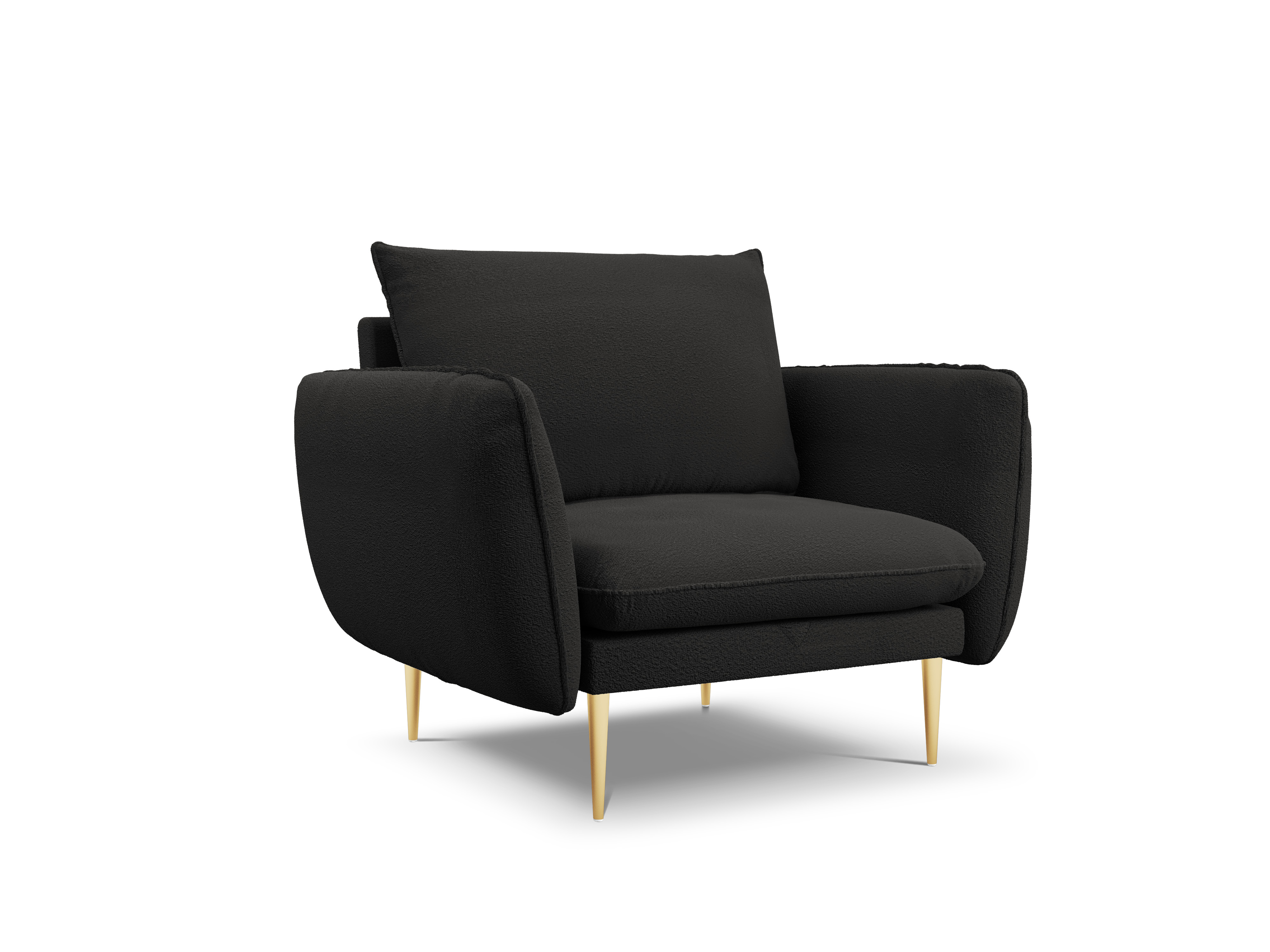 Cosmopolitan Design Sessel Vienna Boucle Ascot Schwarz Beine Gold