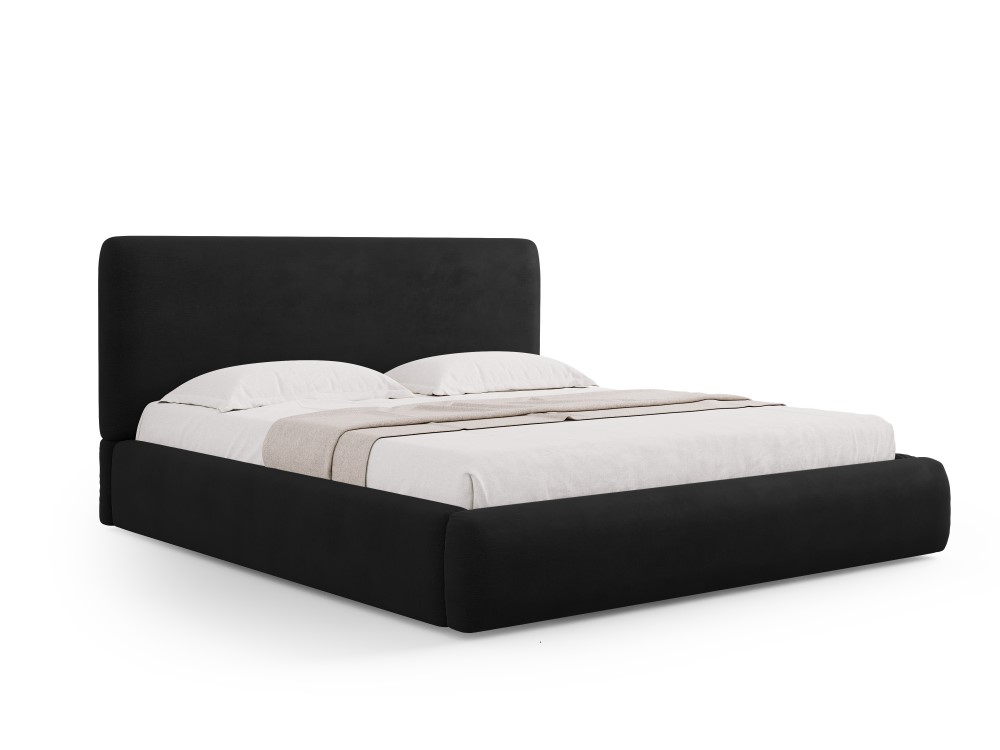Cosmopolitan Design Stauraumbett mit Kopfteil Colonel 140x200 Chenille Rebel Schwarz