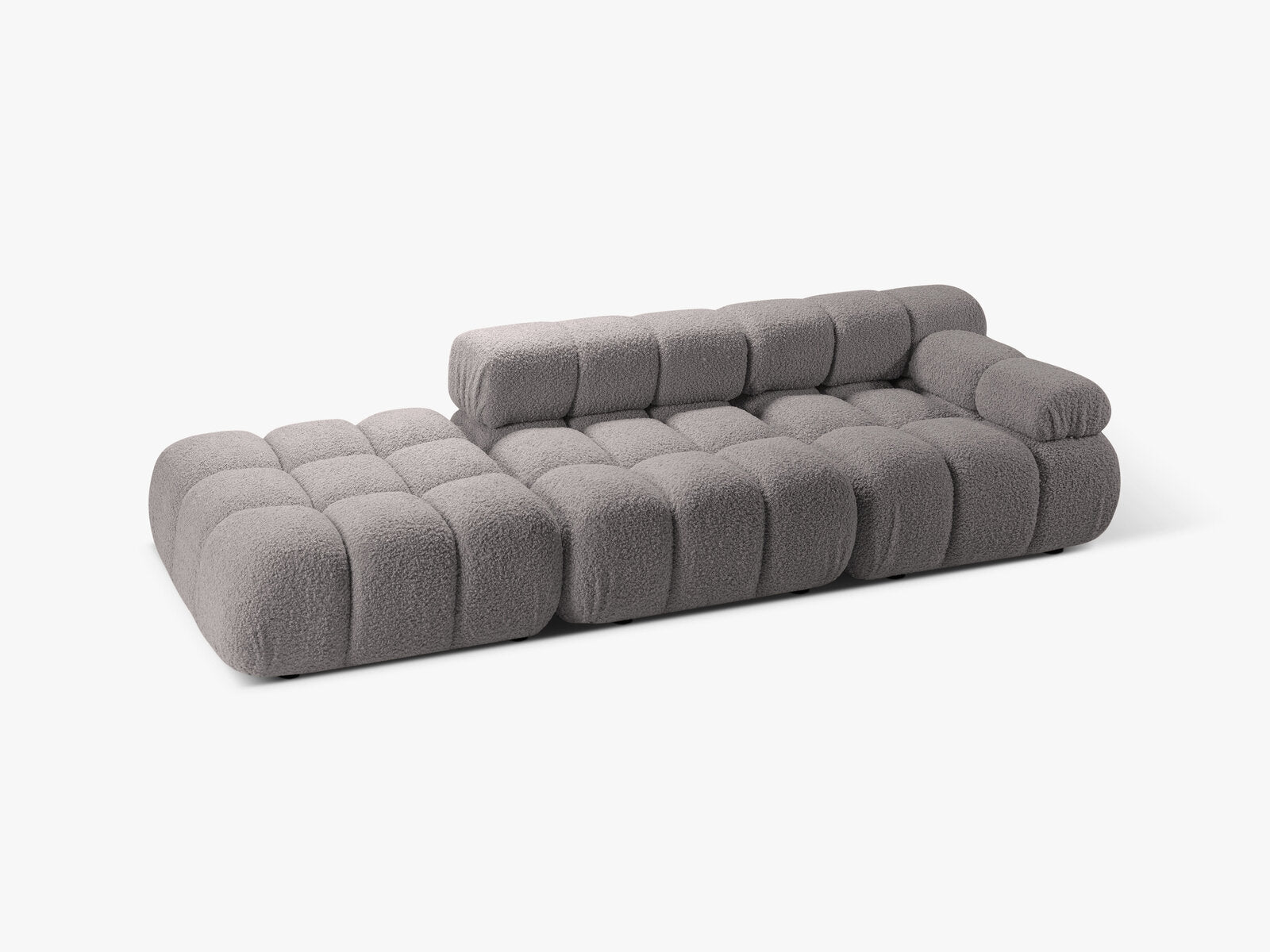 Micadoni Modulares Sofa Bellis 4-Sitzer Links Boucle Rolf Hellgrau