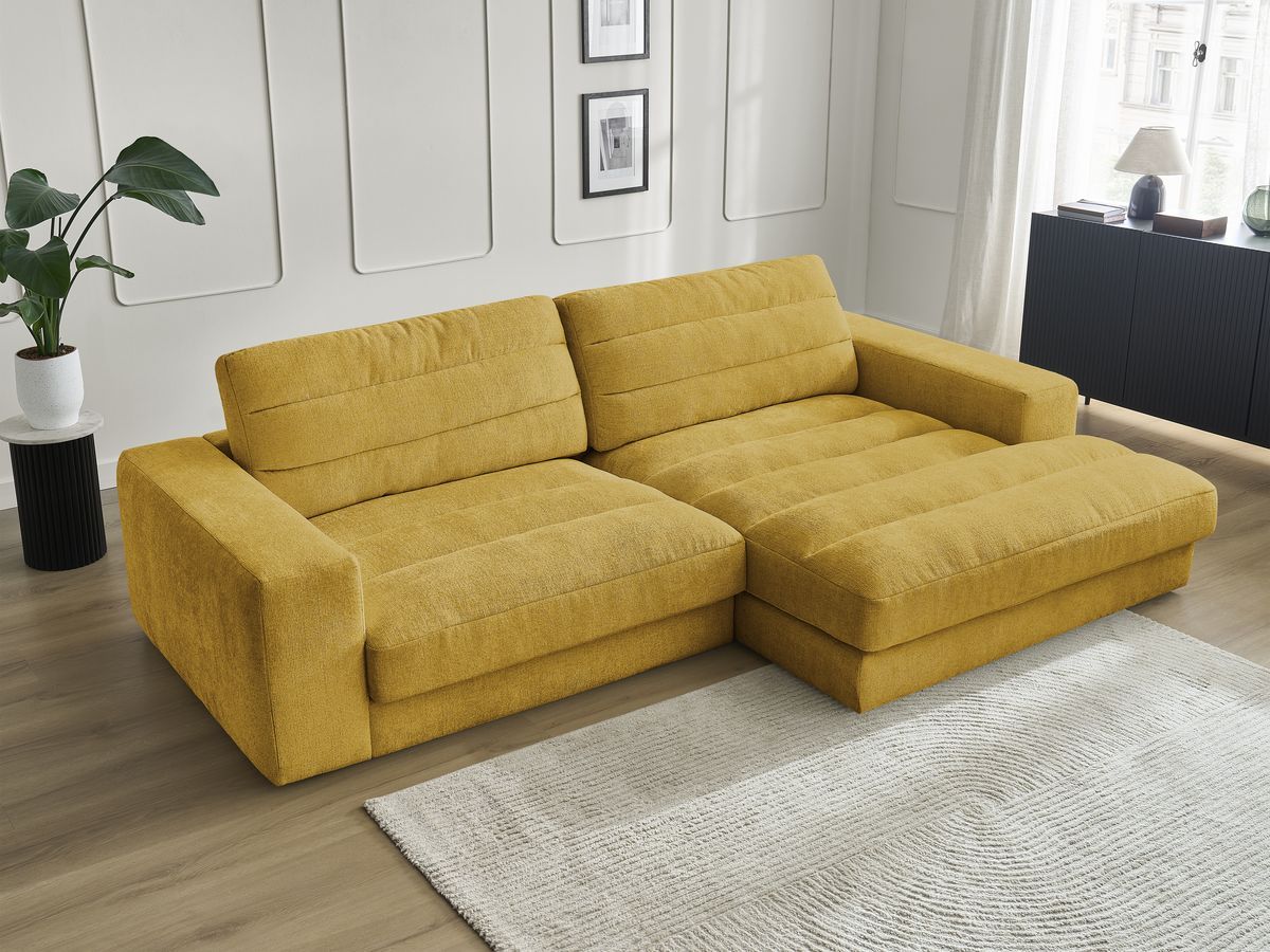 Bobochic Sierra Ecksofa Strukturstoff Gelb Ecke rechts