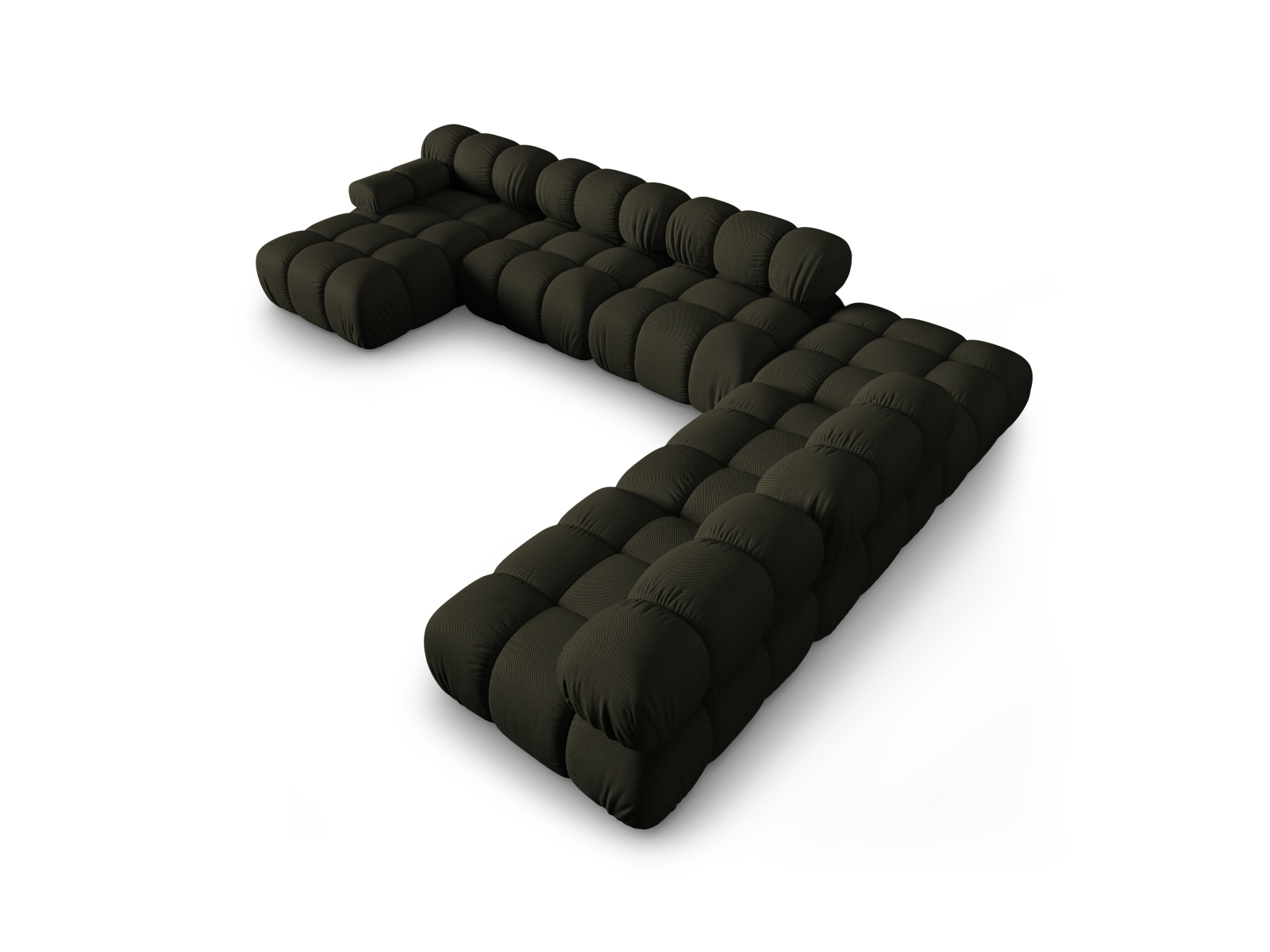 Micadoni Modulares Panorama Ecksofa Bellis 7-Sitzer Rechts 3D-Stoff Sonic Amazonas Grün