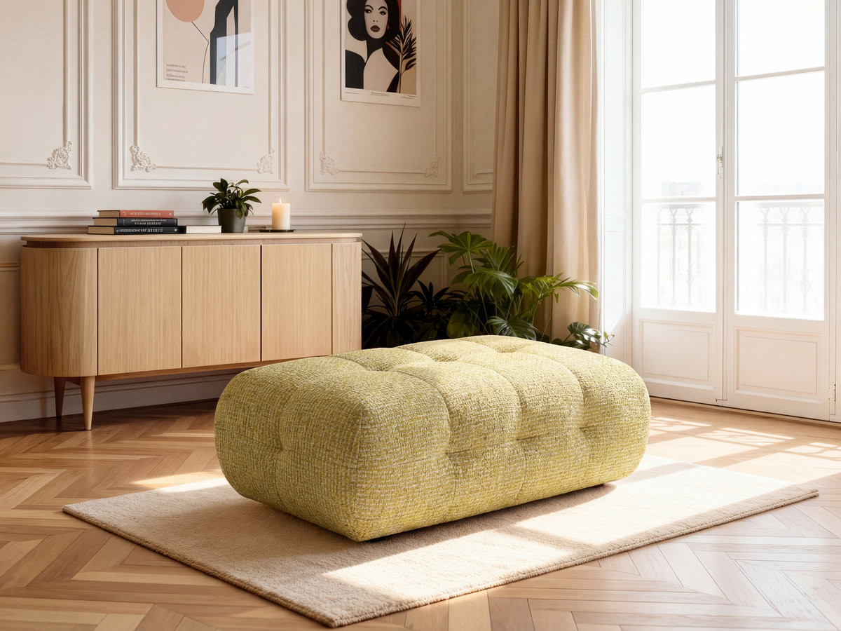 Bobochic Laura Pouf 135 × 84 cm Melange-Stoff Gelb