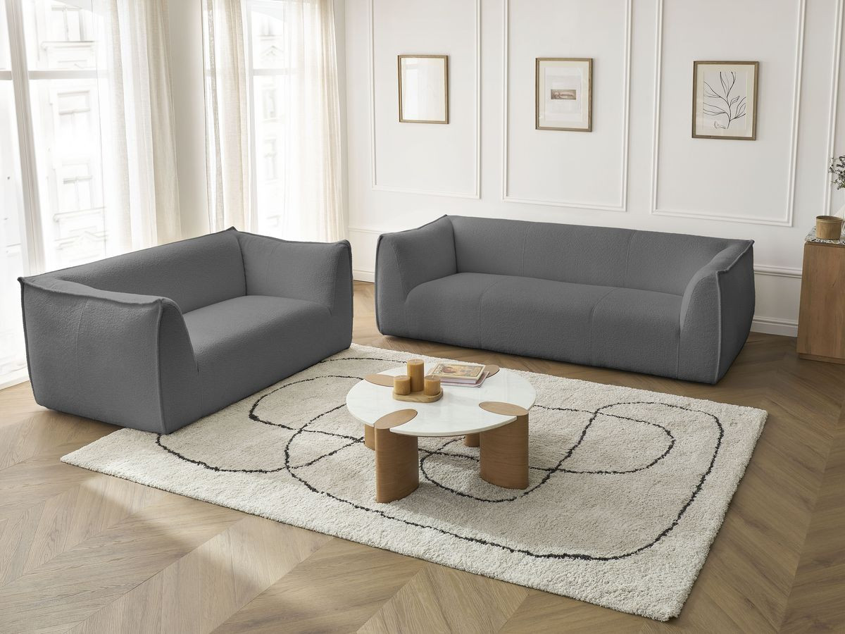 Bobochic Giorgia Sofa 5-Sitzer 412 × 100 cm Bouclé-Stoff Dunkelgrau