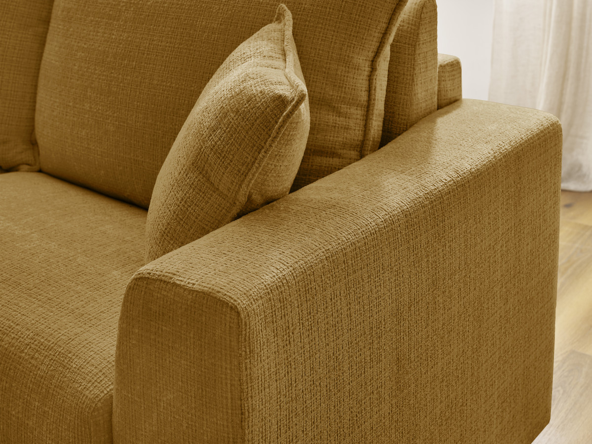 Bobochic Augustin Ecksofa mit Schlaffunktion und Bettkasten Strukturstoff Gelb, Liegefläche 160 × 200 cm