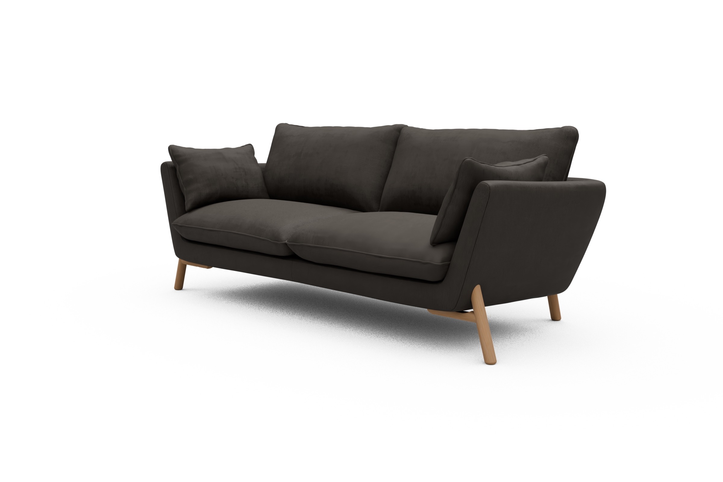 Sofa Emil 3-Sitzer Beinfarbe Eiche Natur Cordufine-Taupe