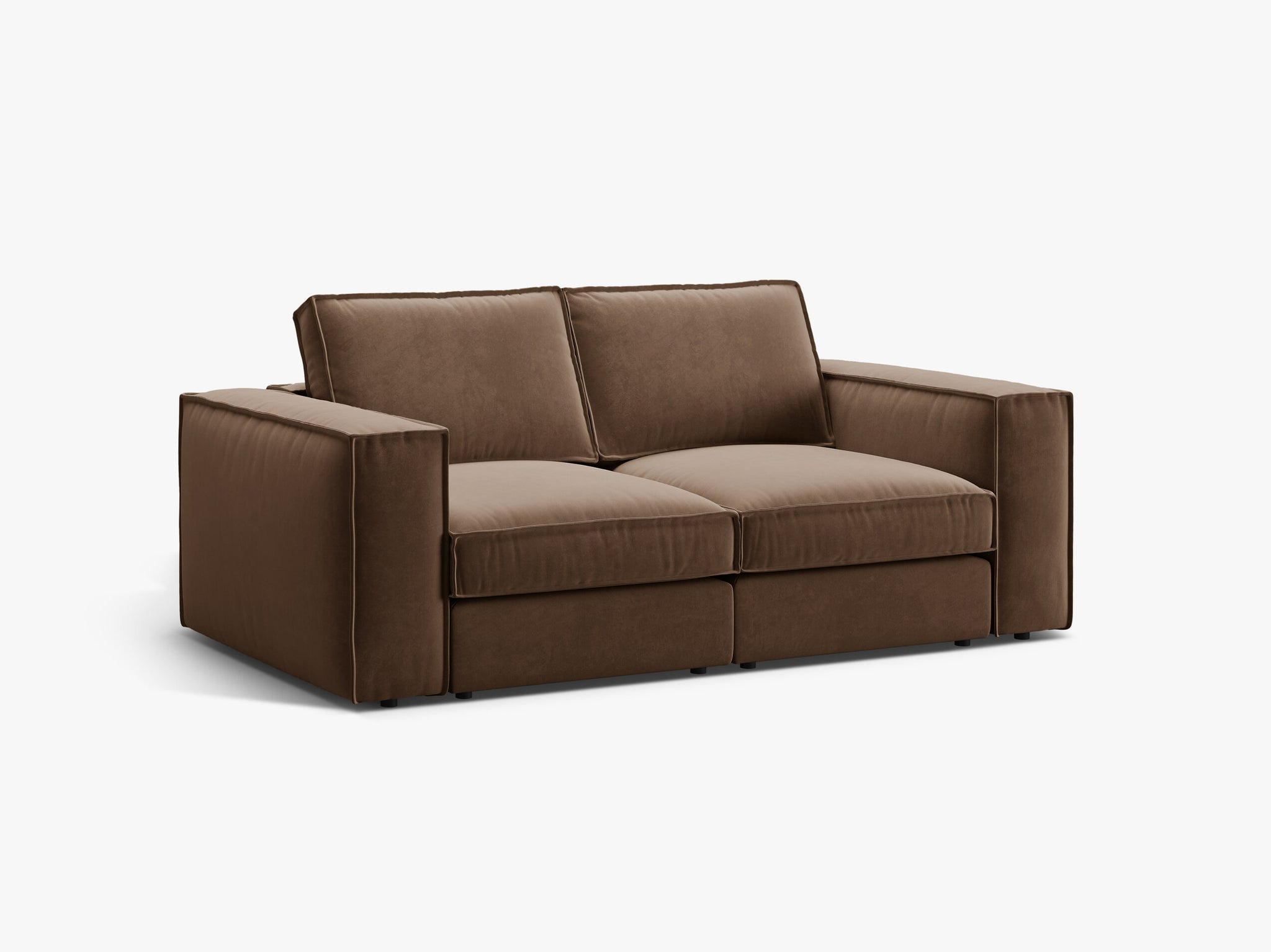 Micadoni modulares Sofa Pola 2-Sitzer Samt Salvador Schokolade