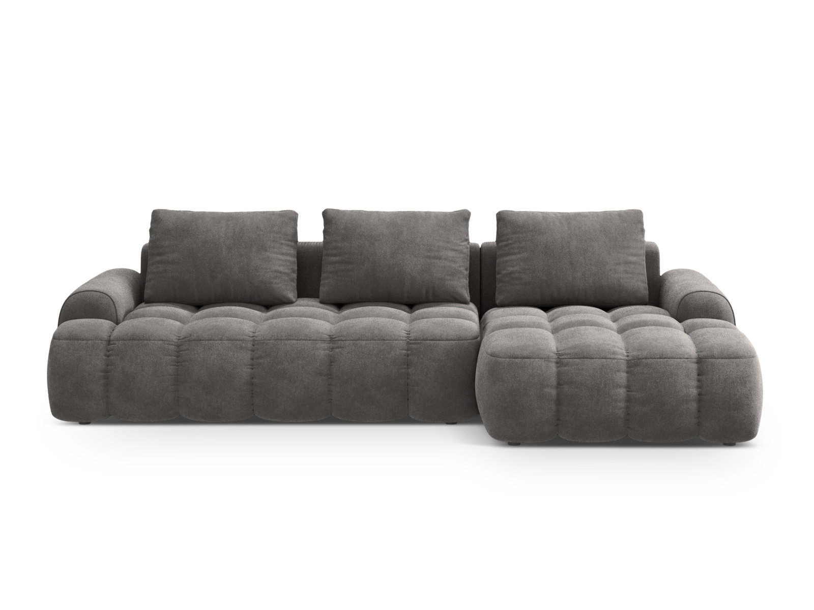 Cosmopolitan Design Ecksofa Linz 3-Sitzer mit Schlaffunktion Samt Vogue Grau Rechts