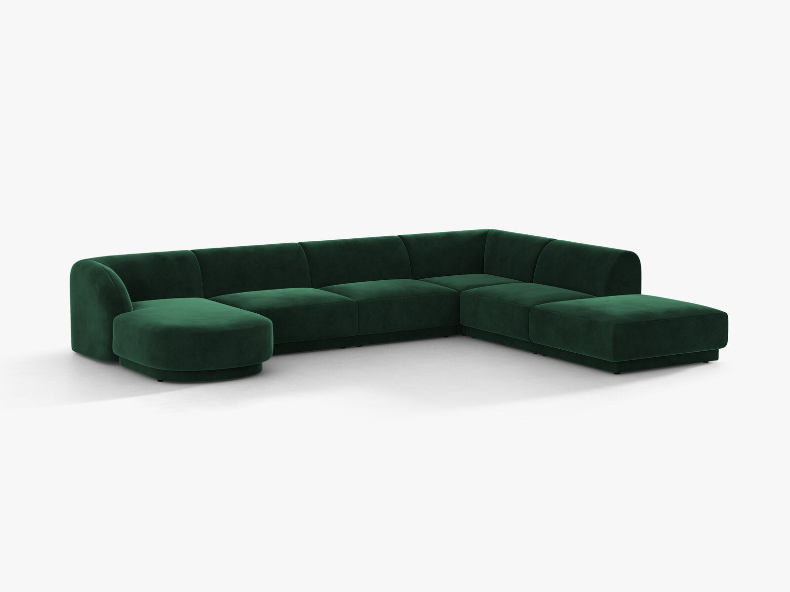 Micadoni Panorama-Ecksofa Miley 6-Sitzer Samt Bluvel Flaschengrün Rechts