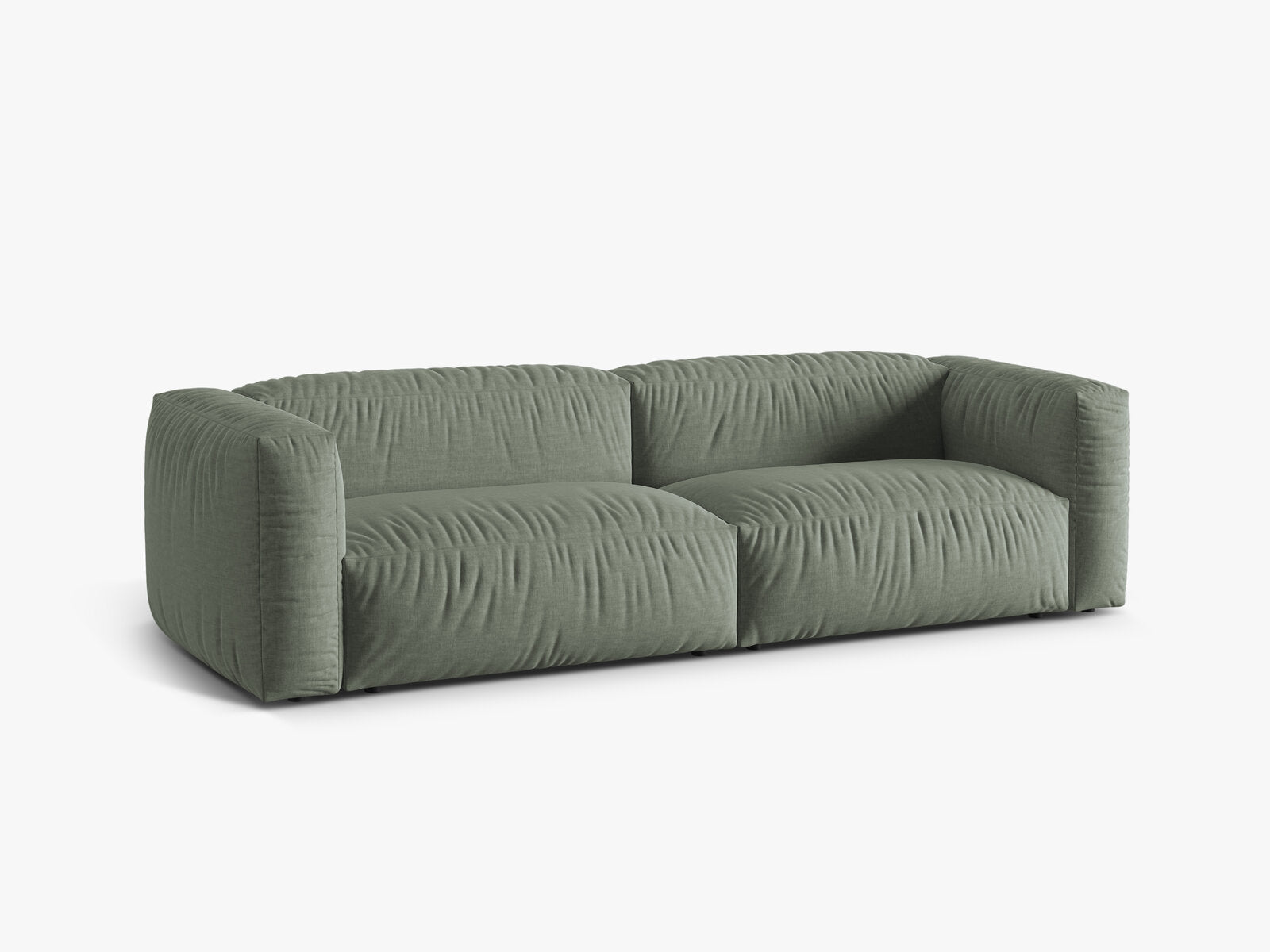 Micadoni Sofa Martina 3-Sitzer Strukturierter Stoff Boston Moßgrün