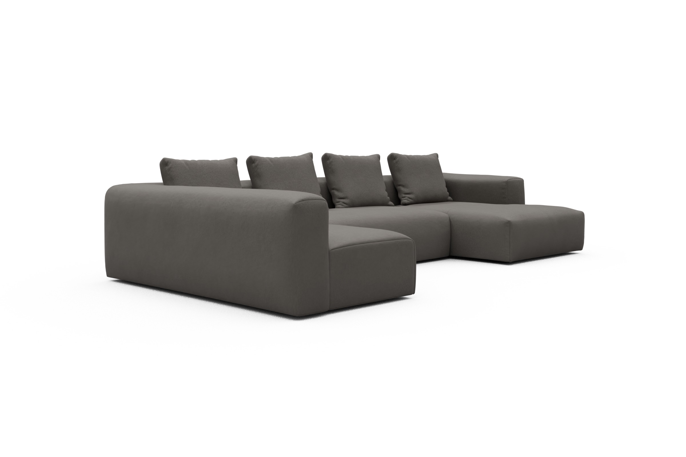 Wohnlandschaft Fred Chaiselongue rechts mit 2-Sitzer und lange Armlehne links Satya-Taupe