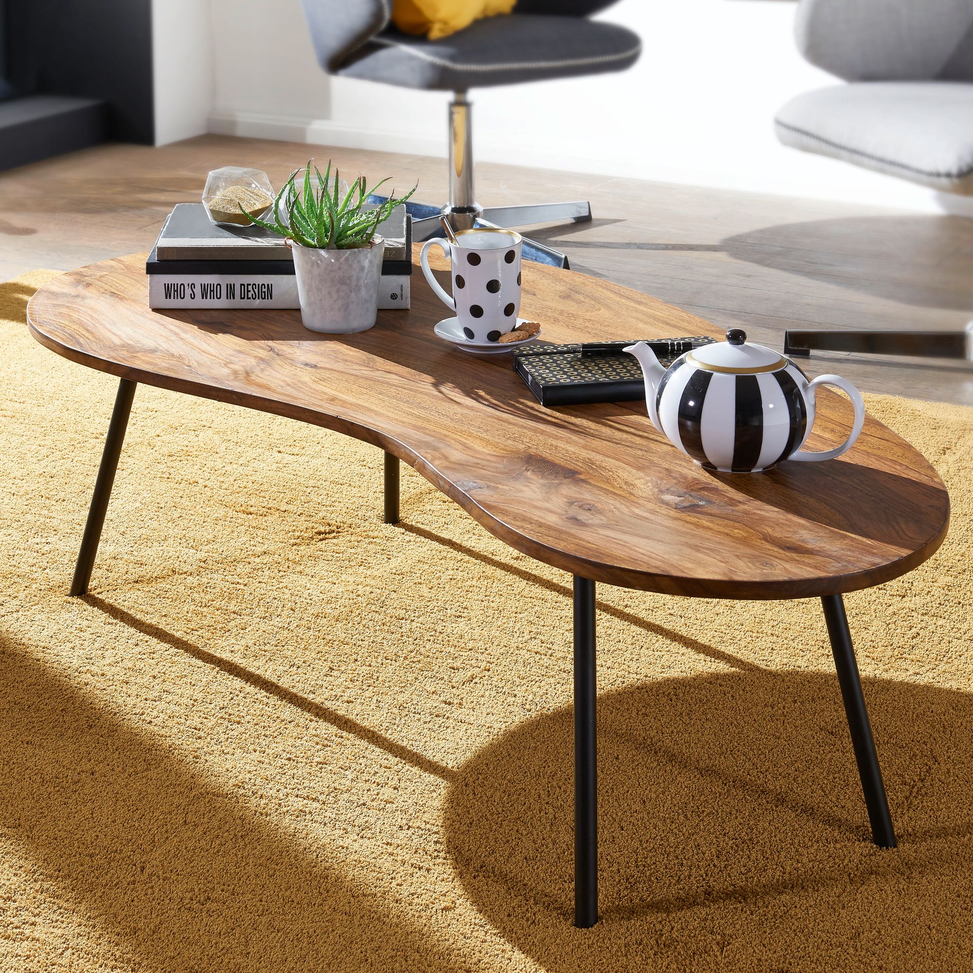 Couchtisch Sula Massivholz Dunkelbraun 122 × 63 × 36 cm