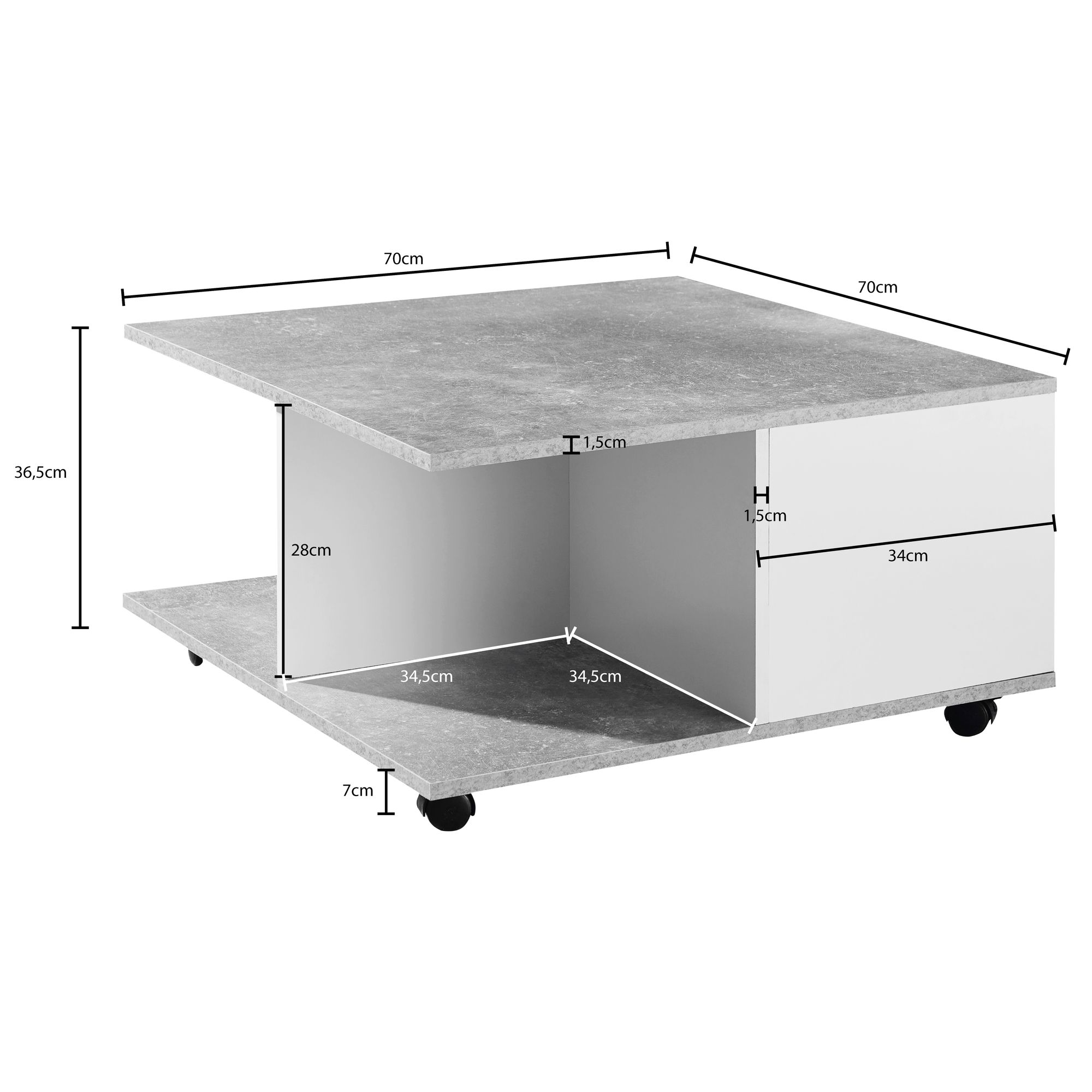 Couchtisch Spentrup Weiß 70 × 70 × 36,5 cm