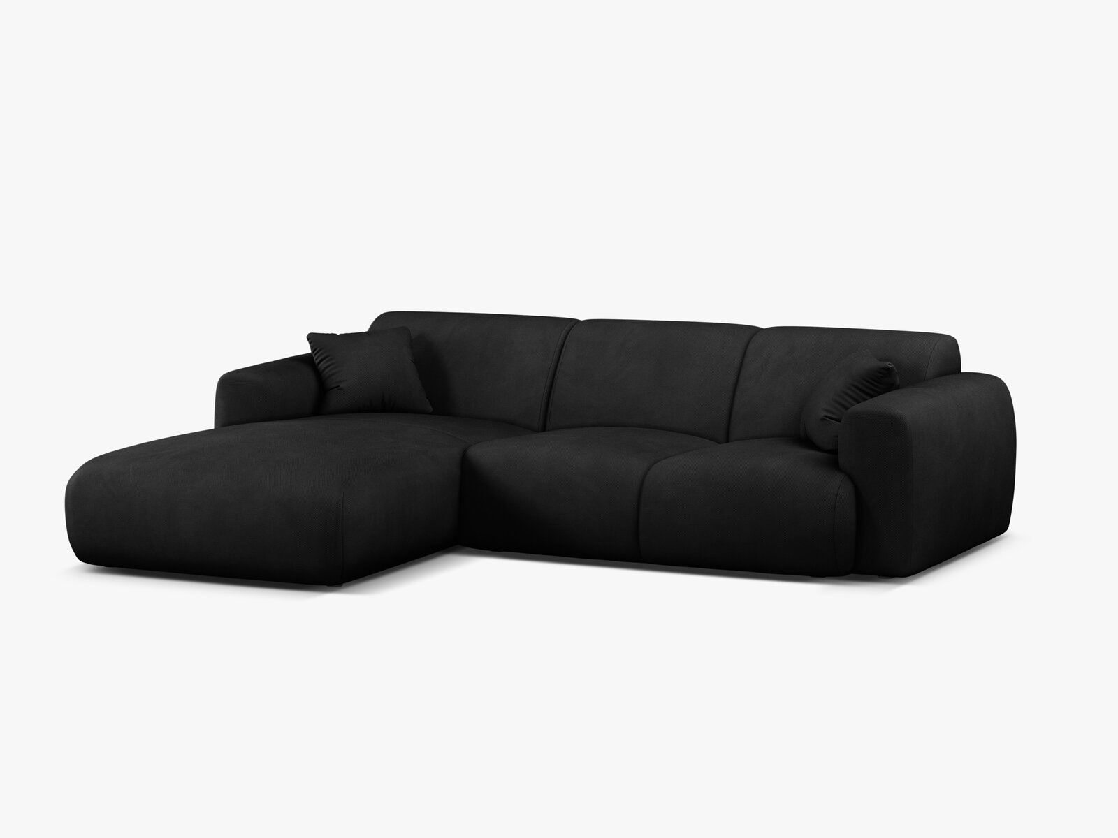 Micadoni Ecksofa Molino 4-Sitzer Links Strukturierter Stoff Rebel Schwarz