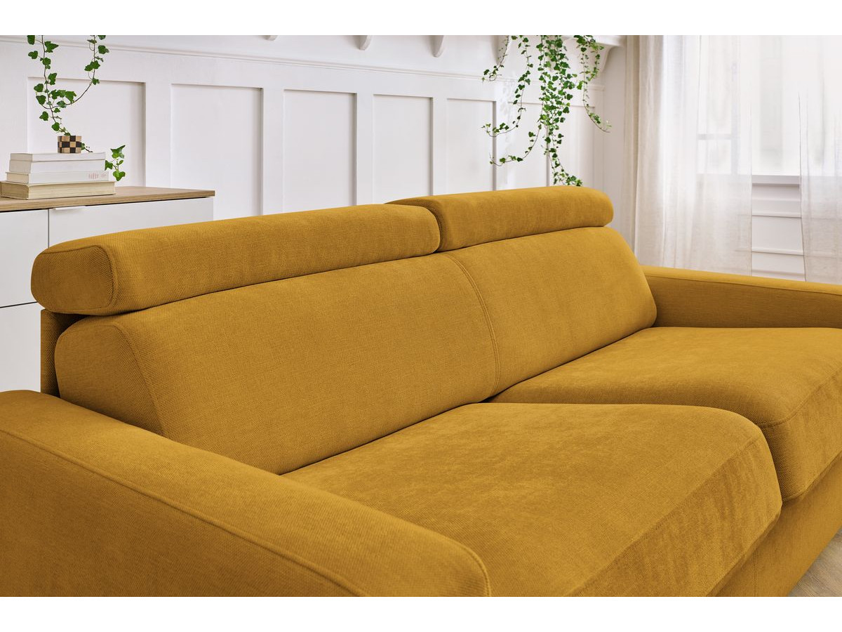 Bobochic Monaco Schlafsofa 3-Sitzer Stoff Gelb, Liegefläche 140 × 190 cm