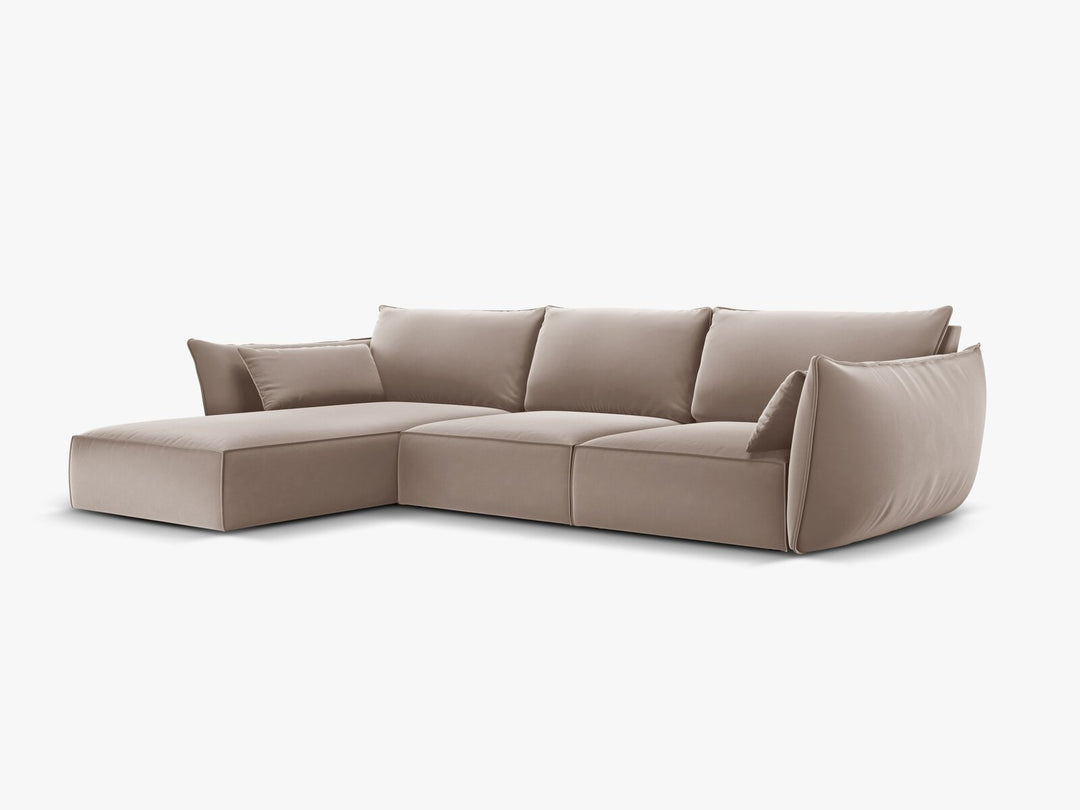 Micadoni Ecksofa Kaelle 4-Sitzer Links Samt Cappuccino